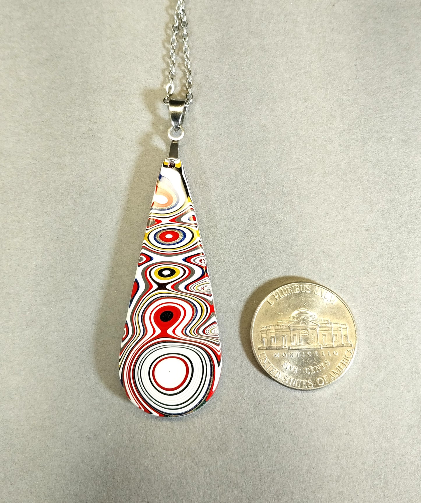 Teardrop Fordite Necklace Stainless Chain