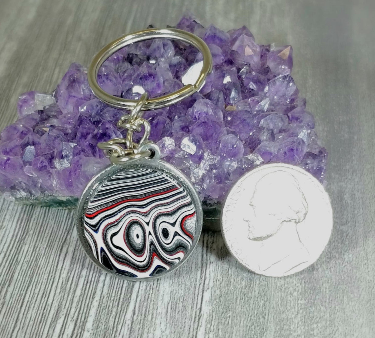 Fordite Key chain, Automotive Gift, Car Lover Gift EB99