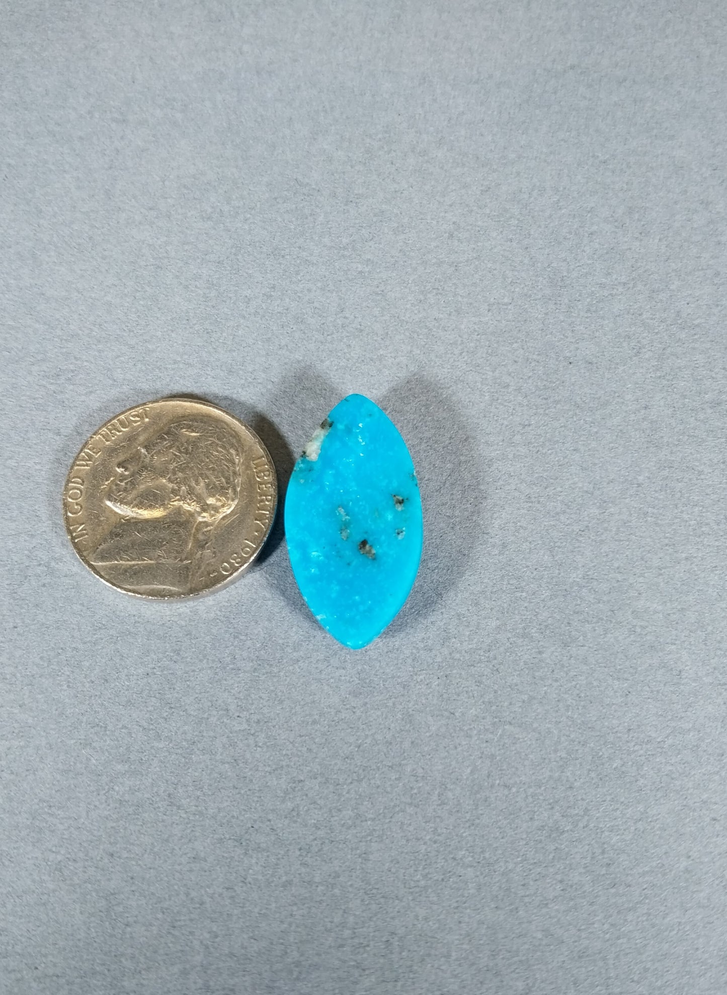 Turquoise Cabochon, Kingman AZ turquoise, Bright Blue and Black Turquoise, Marquise Teardrop
