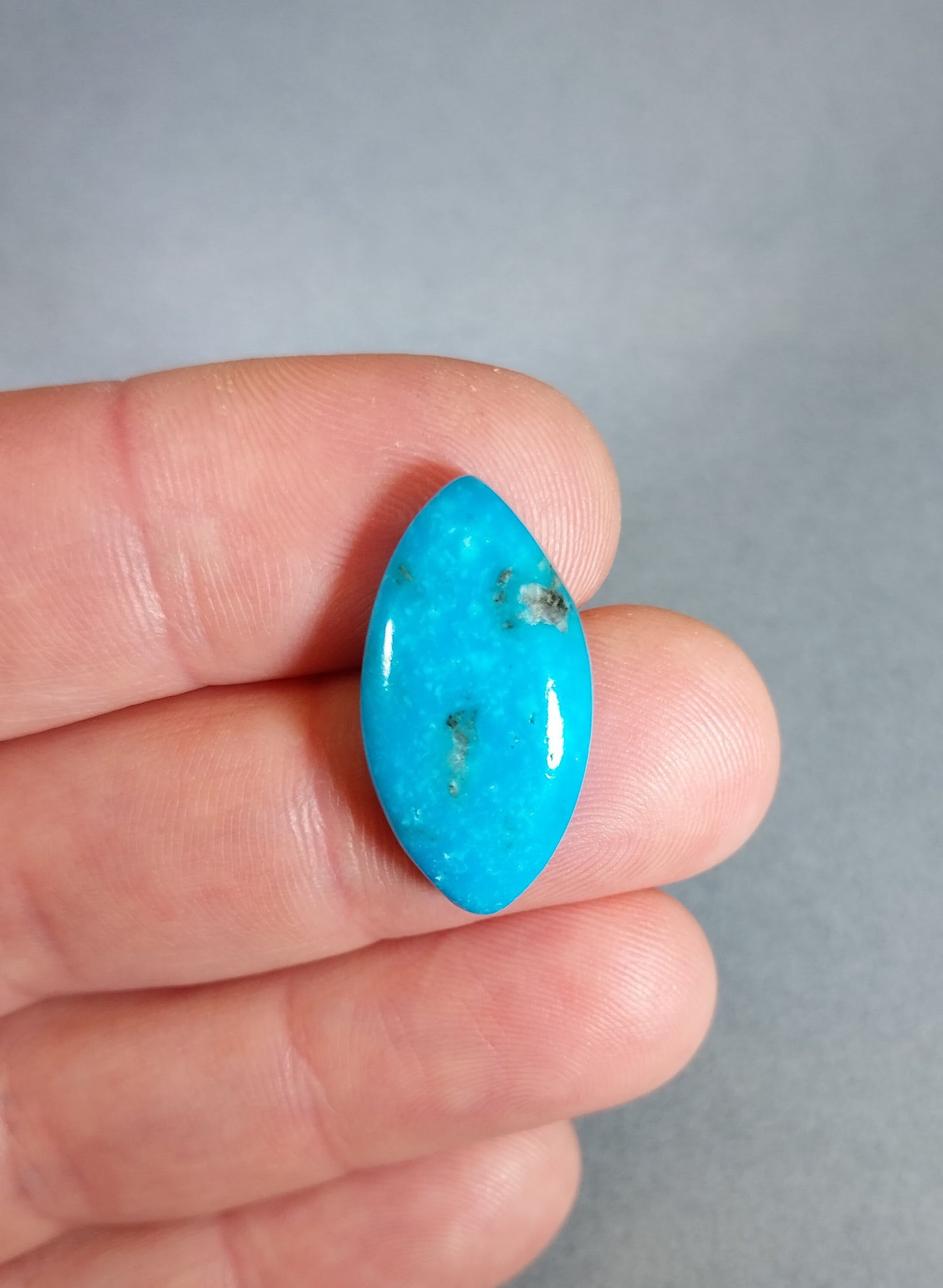 Turquoise Cabochon, Kingman AZ turquoise, Bright Blue and Black Turquoise, Marquise Teardrop
