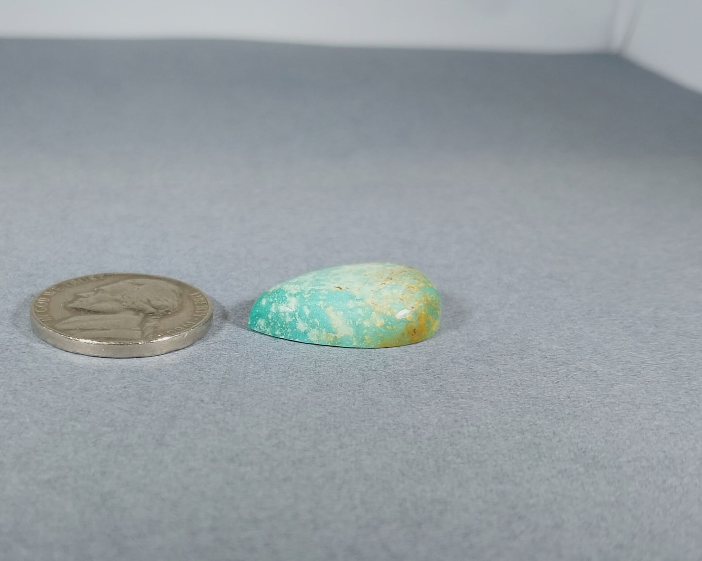 Turquoise cabochon, Kingman AZ turquoise, Natural Green Turquoise, Teardrop
