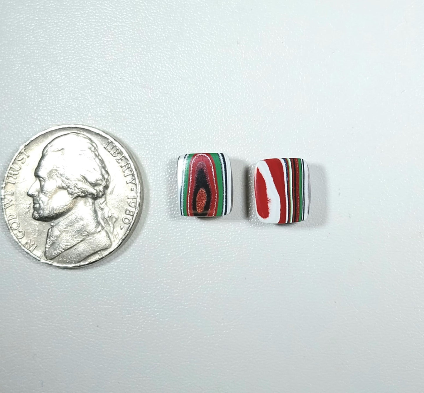 Fordite Cabochon Set, TINY, Semi Truck Fordite, Domed Rectangles, Fordite Gemstone, Polished Fordite Set, Fordite Pair