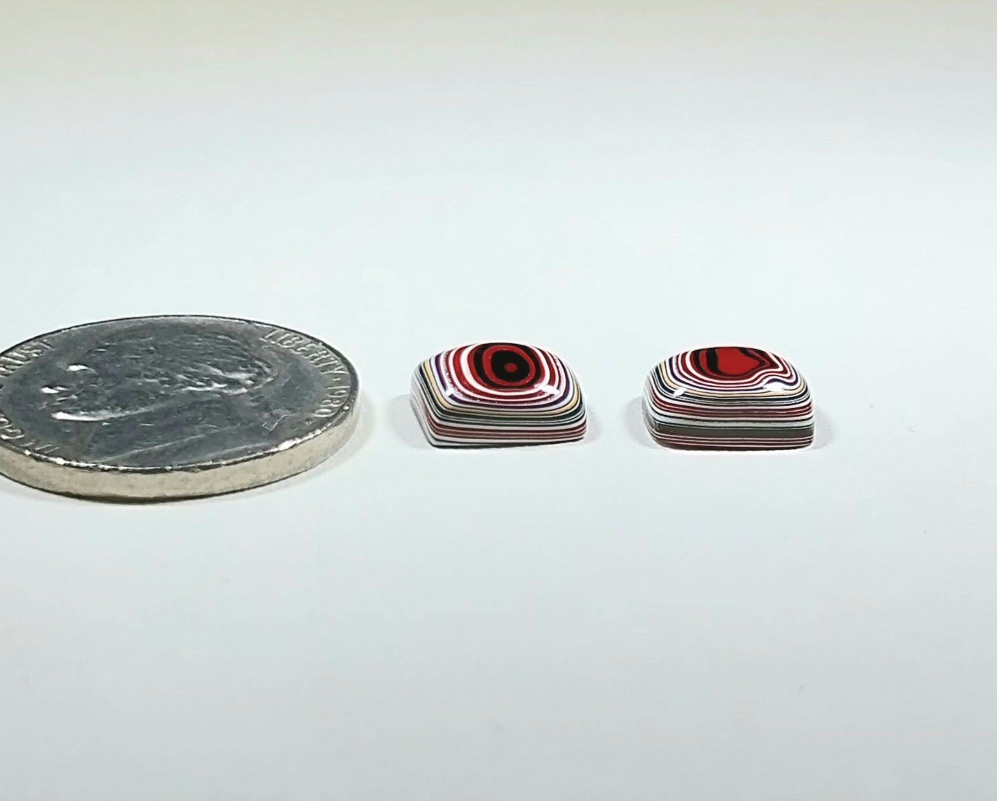 Fordite Cabochon Set, TINY, Semi Truck Fordite, Domed Rectangles, Fordite Gemstone, Polished Fordite Set, Fordite Pair