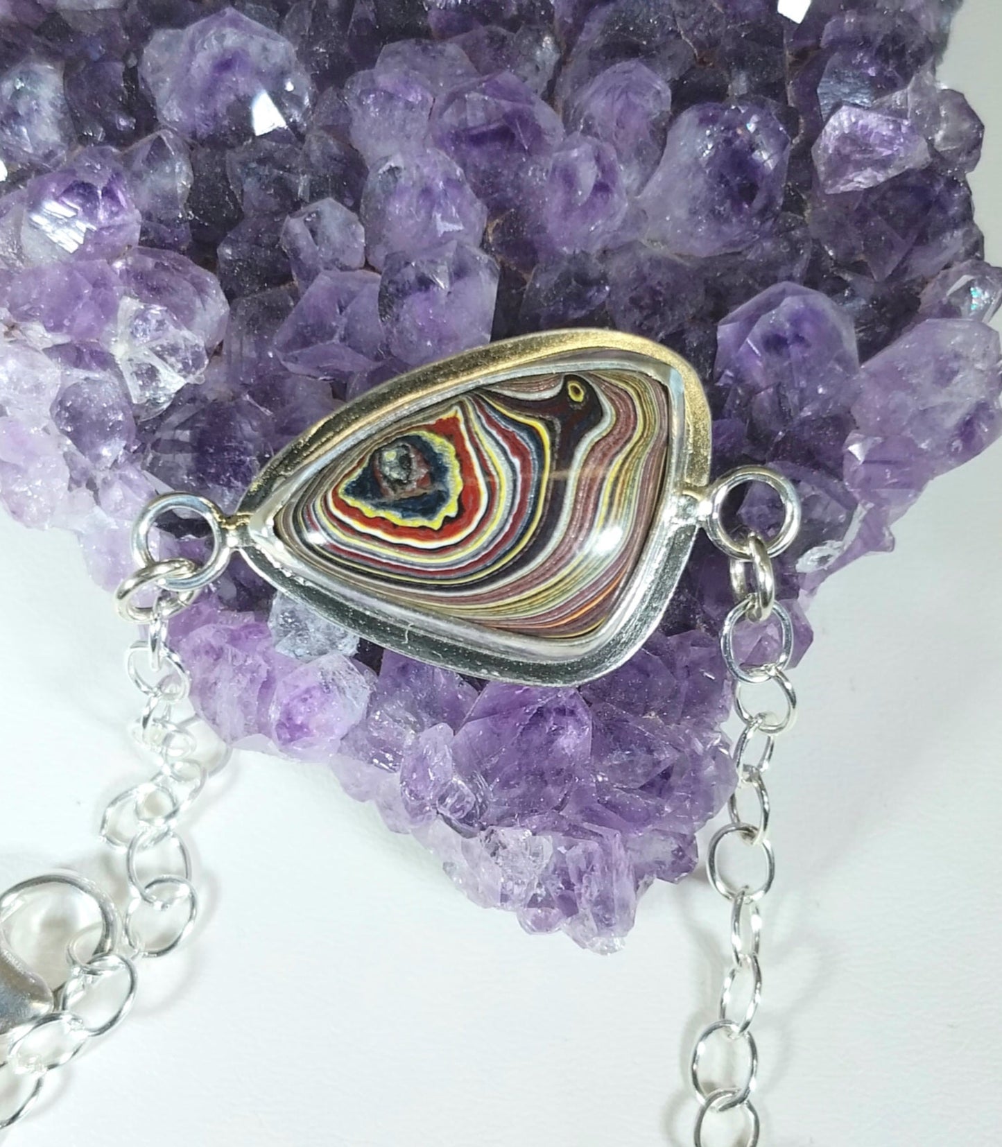 Fordite Bracelet, Silver Solid 925, Fordite Jewelry, Vette Fordite