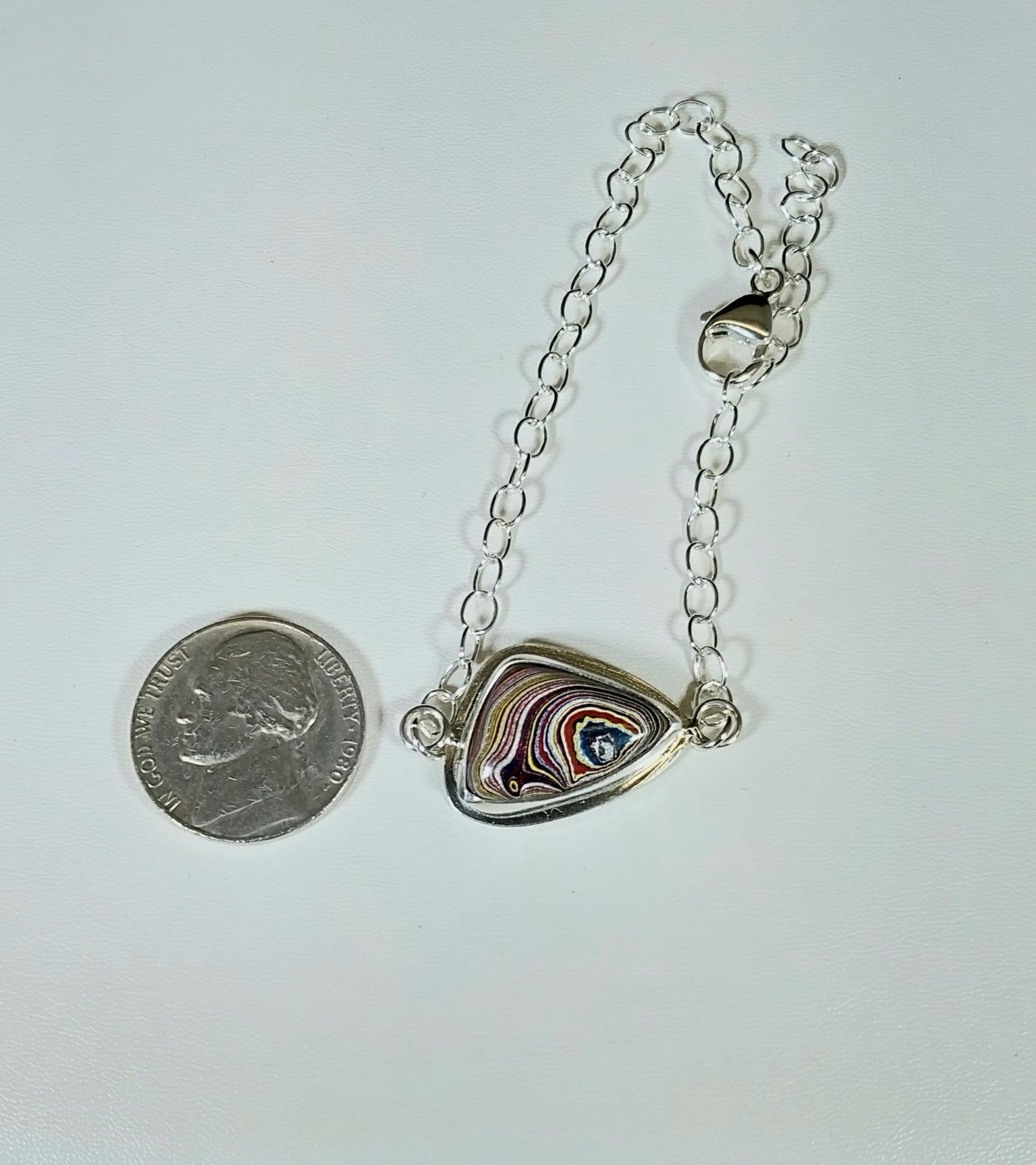 Fordite Bracelet, Silver Solid 925, Fordite Jewelry, Vette Fordite