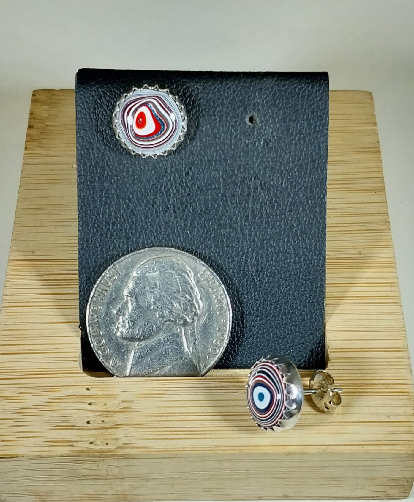 Fordite Earring, Solid Sterling Silver, EB112