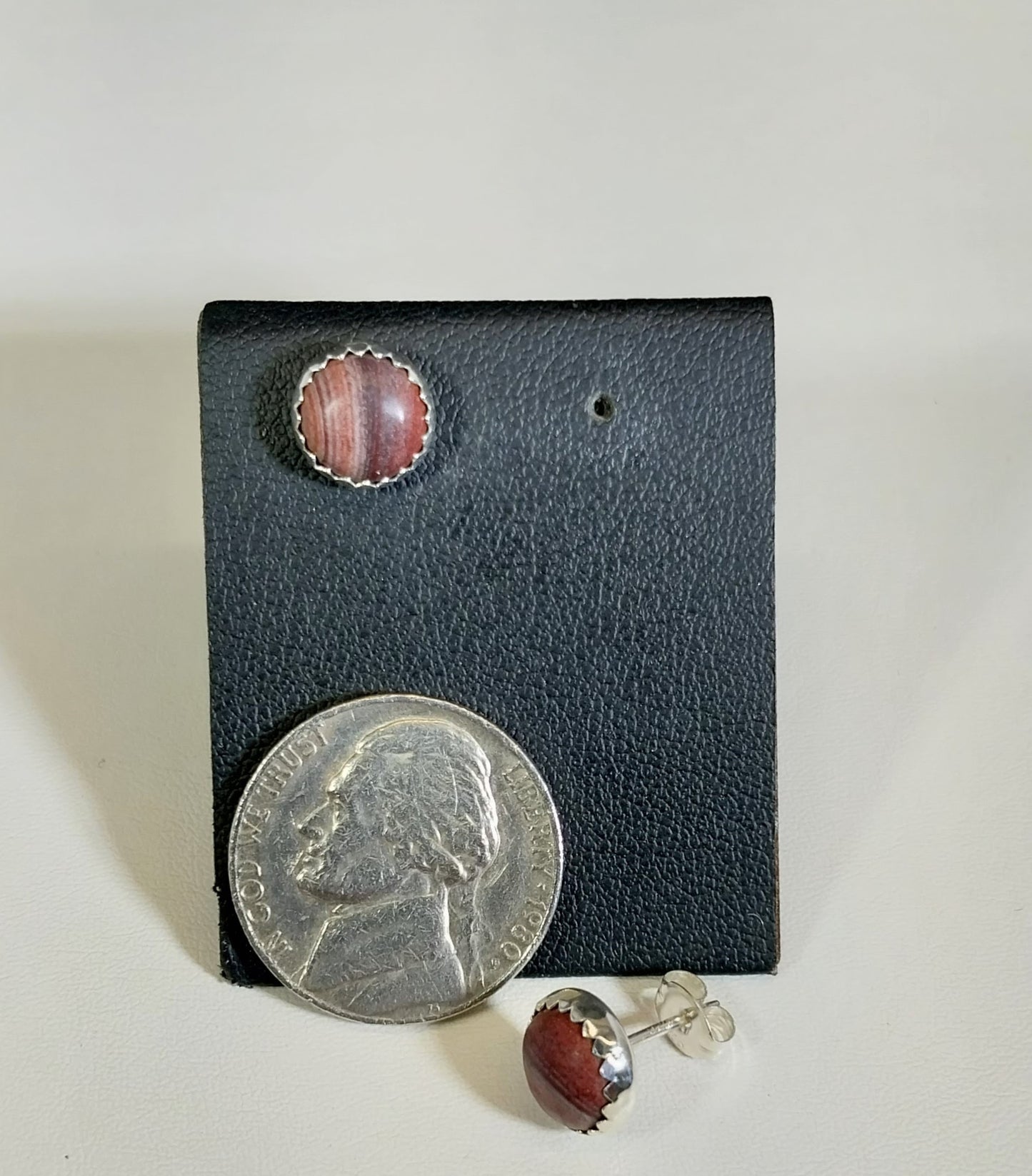 Picture Jasper Stud Earring, Solid Sterling Silver, New Mexico Picture Jasper, Natural Stone W/O