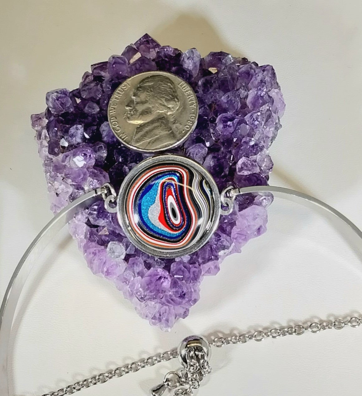 Fordite Bracelet, Adjustable Stainless Steel Setting W/O