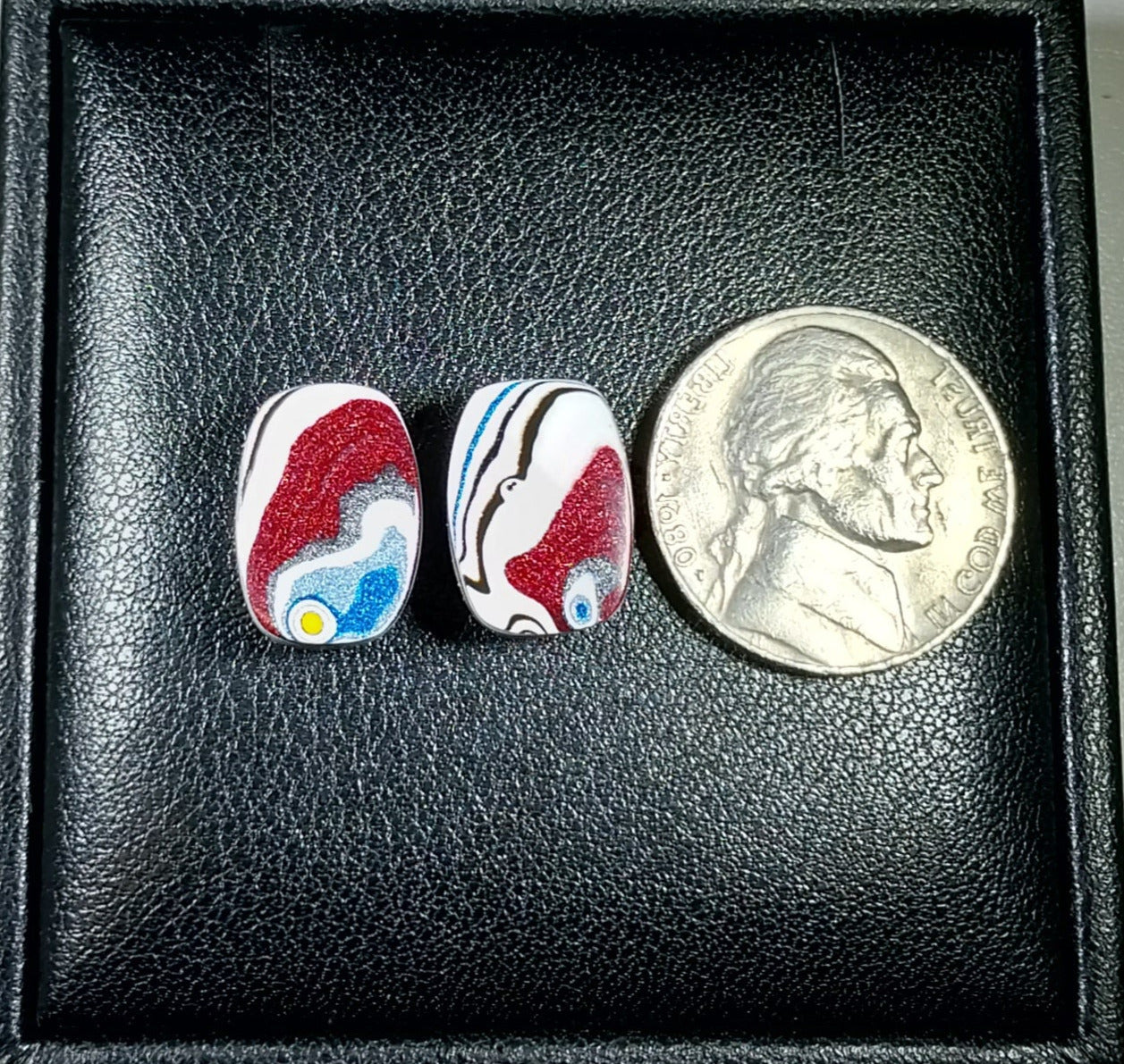 Fordite Cabochon Set, Rectangles, Semi Truck Fordite