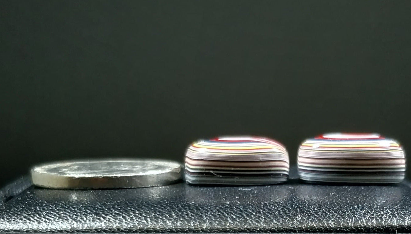 Fordite Cabochon Set, Rectangles, Semi Truck Fordite