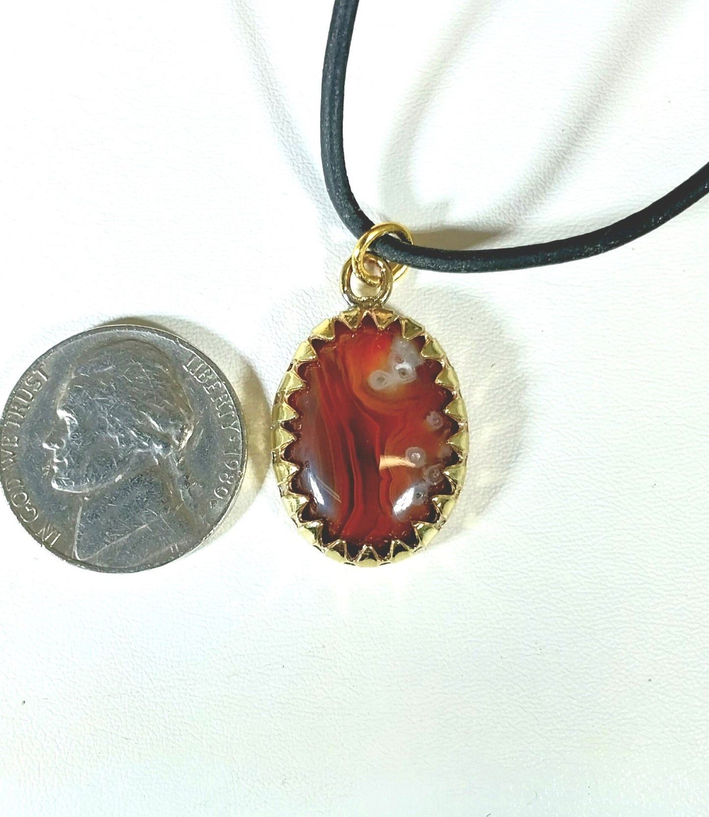Lake Superior Agate Necklace, Orange Banded Tube Agate