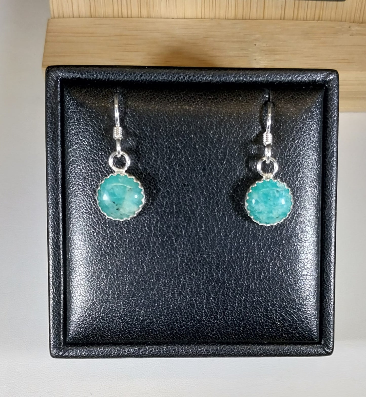 Amazonite Earrings, Solid Sterling Silver