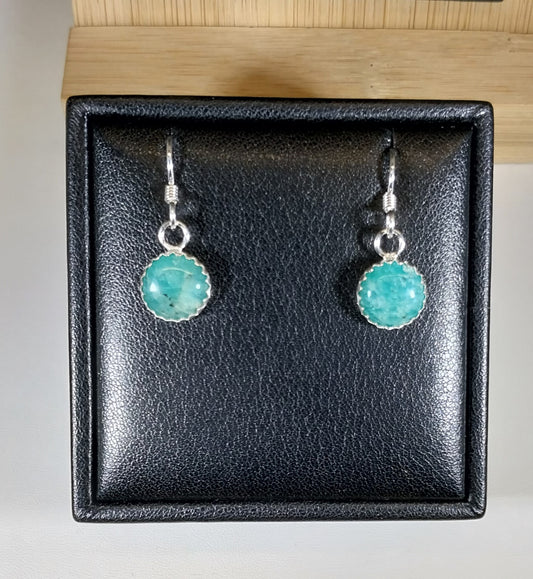 Amazonite Earrings, Solid Sterling Silver
