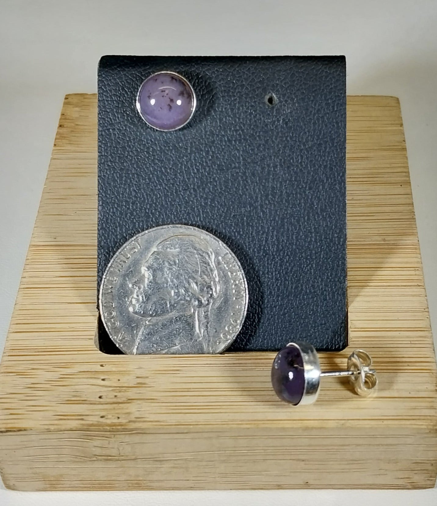 Dendritic Agate Earring, Solid Silver, NV Amethyst Sage Agate
