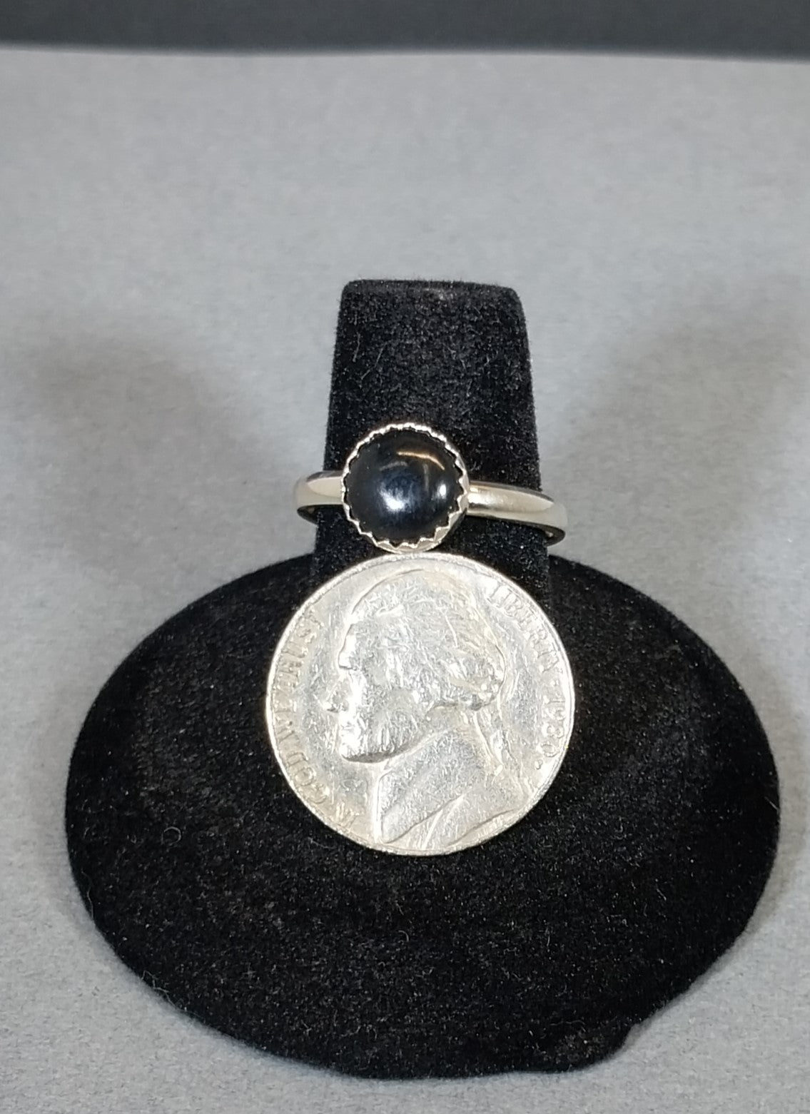 Nevada Black Jade Ring in Size 7 W/O