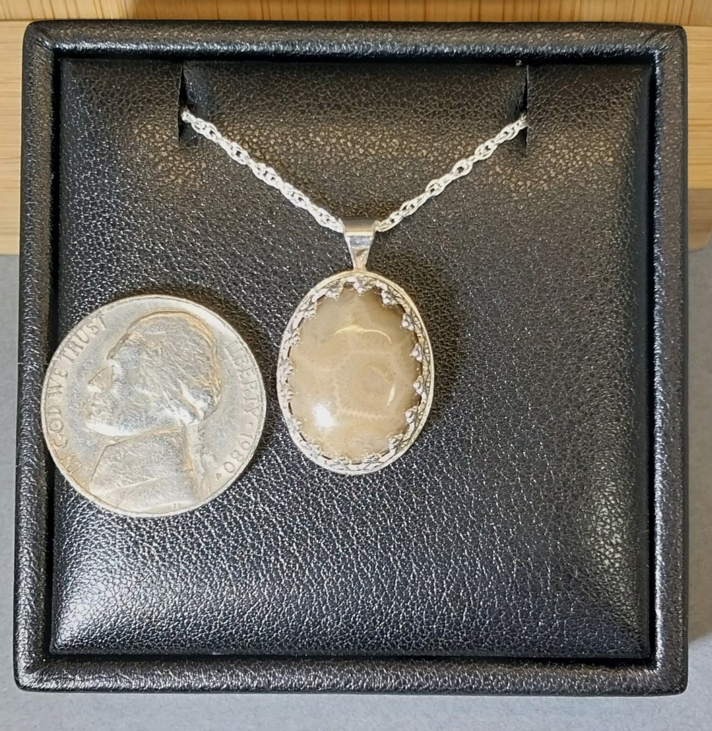 Oval Shape Petoskey Stone Necklace