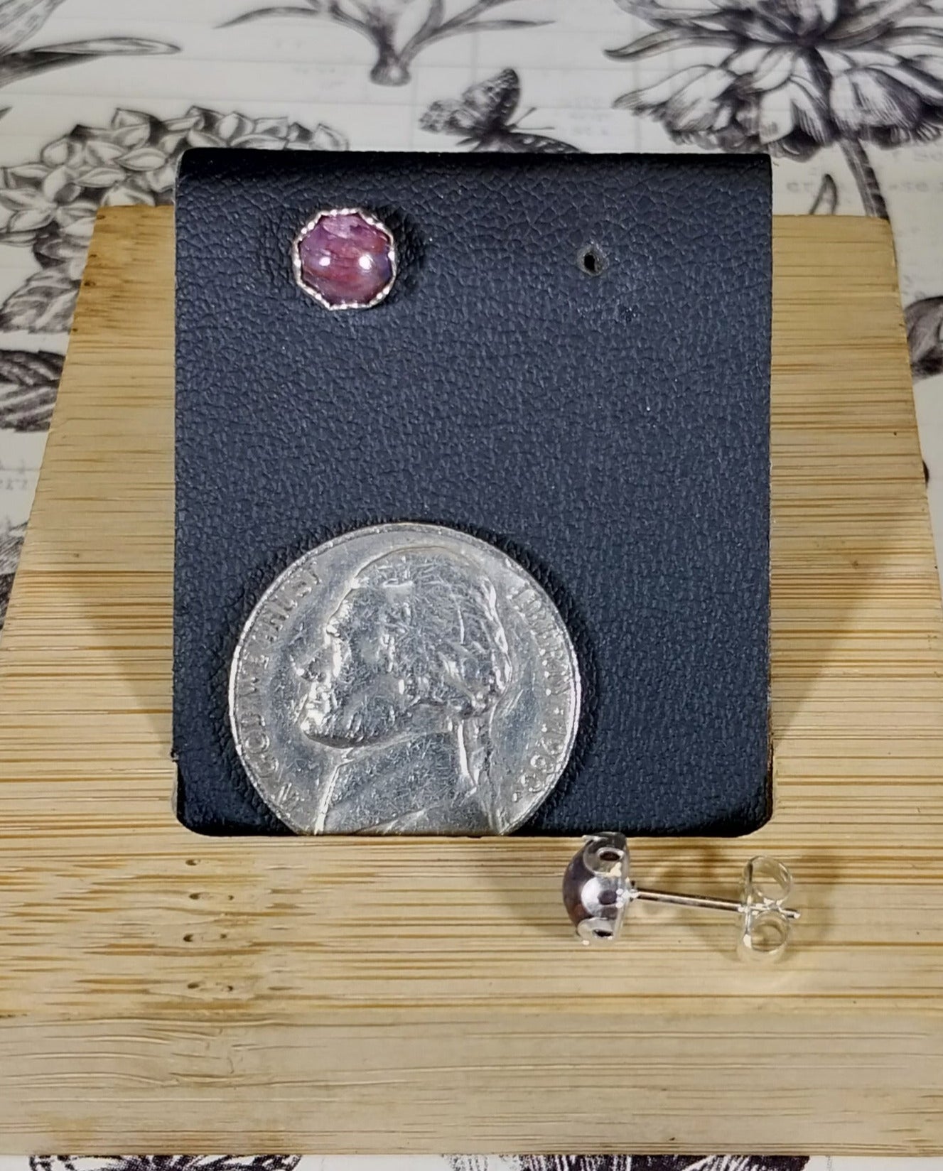 Purple Ruby Stud Earrings in Sterling Silver