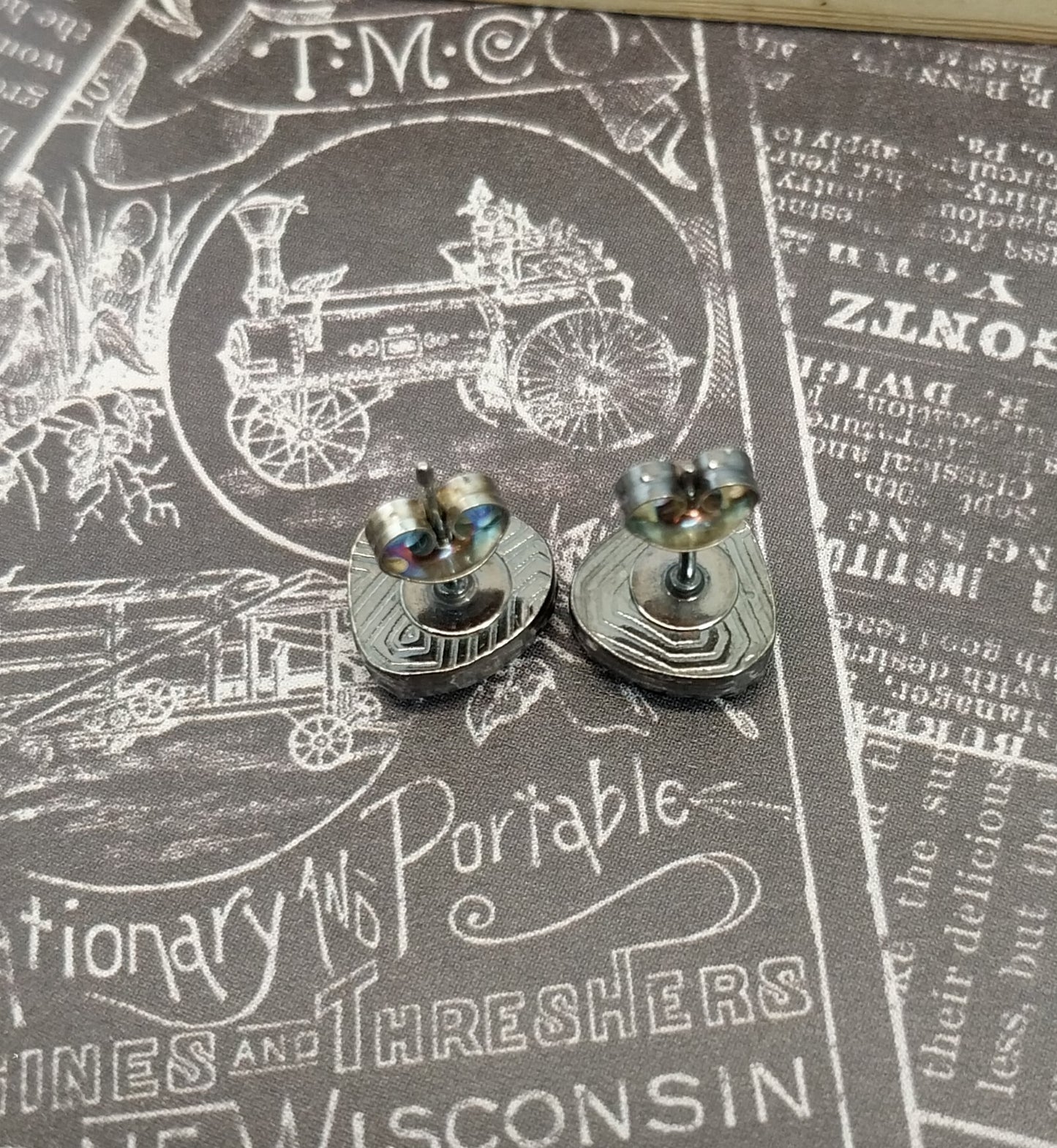 Antiqued Fordite Sterling Silver Studs Fordite Earrings