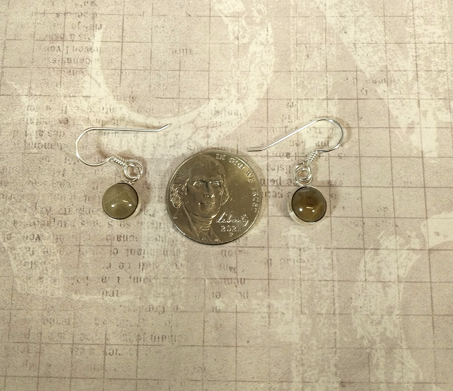 Petoskey Stone Earrings Little Domed Round Stones in Solid Sterling Silver