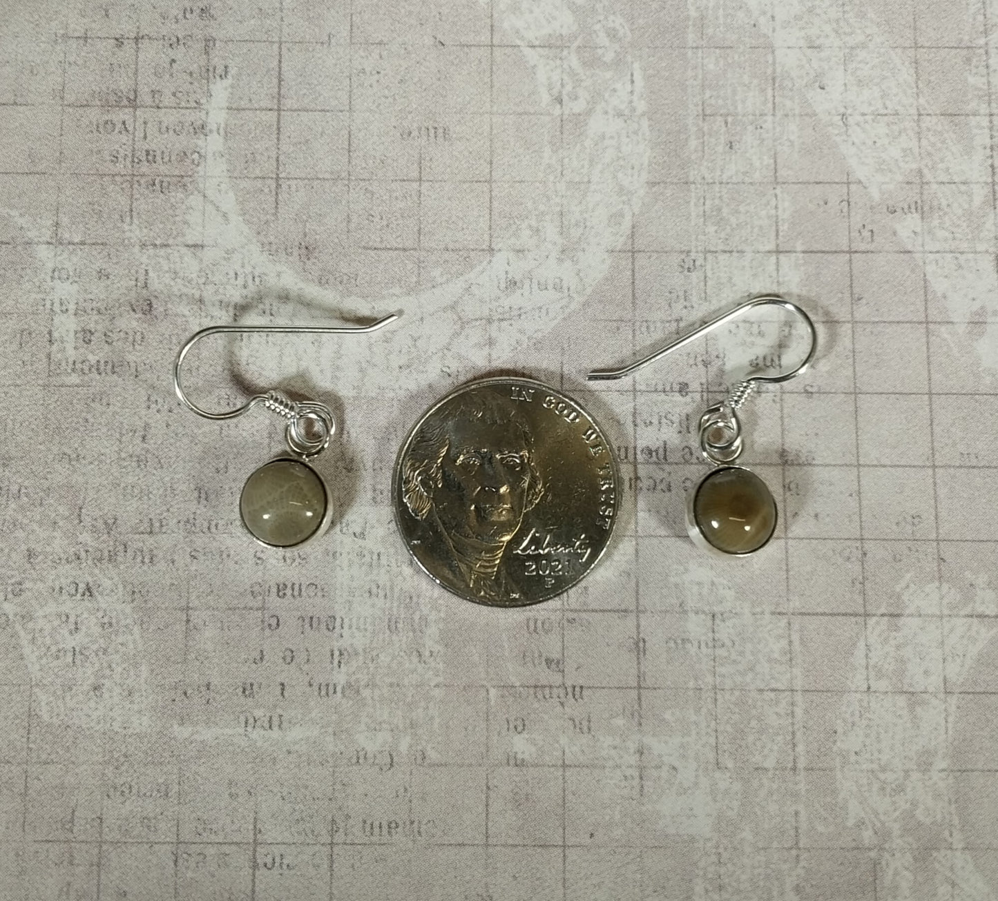 Petoskey Stone Earrings Little Domed Round Stones in Solid Sterling Silver