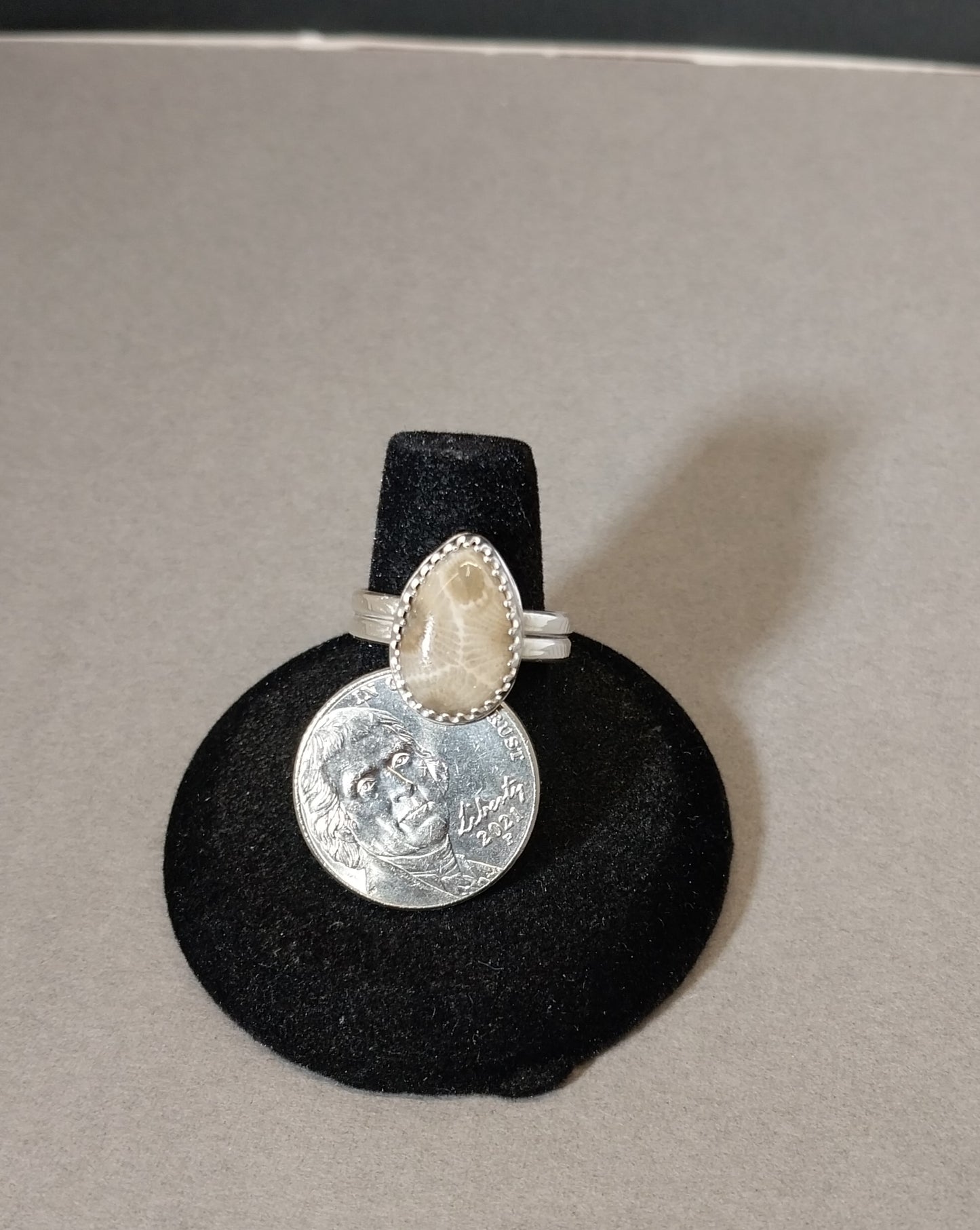Petoskey Stone Ring, Size 7 Adjustable Michigan Petoskey Stone