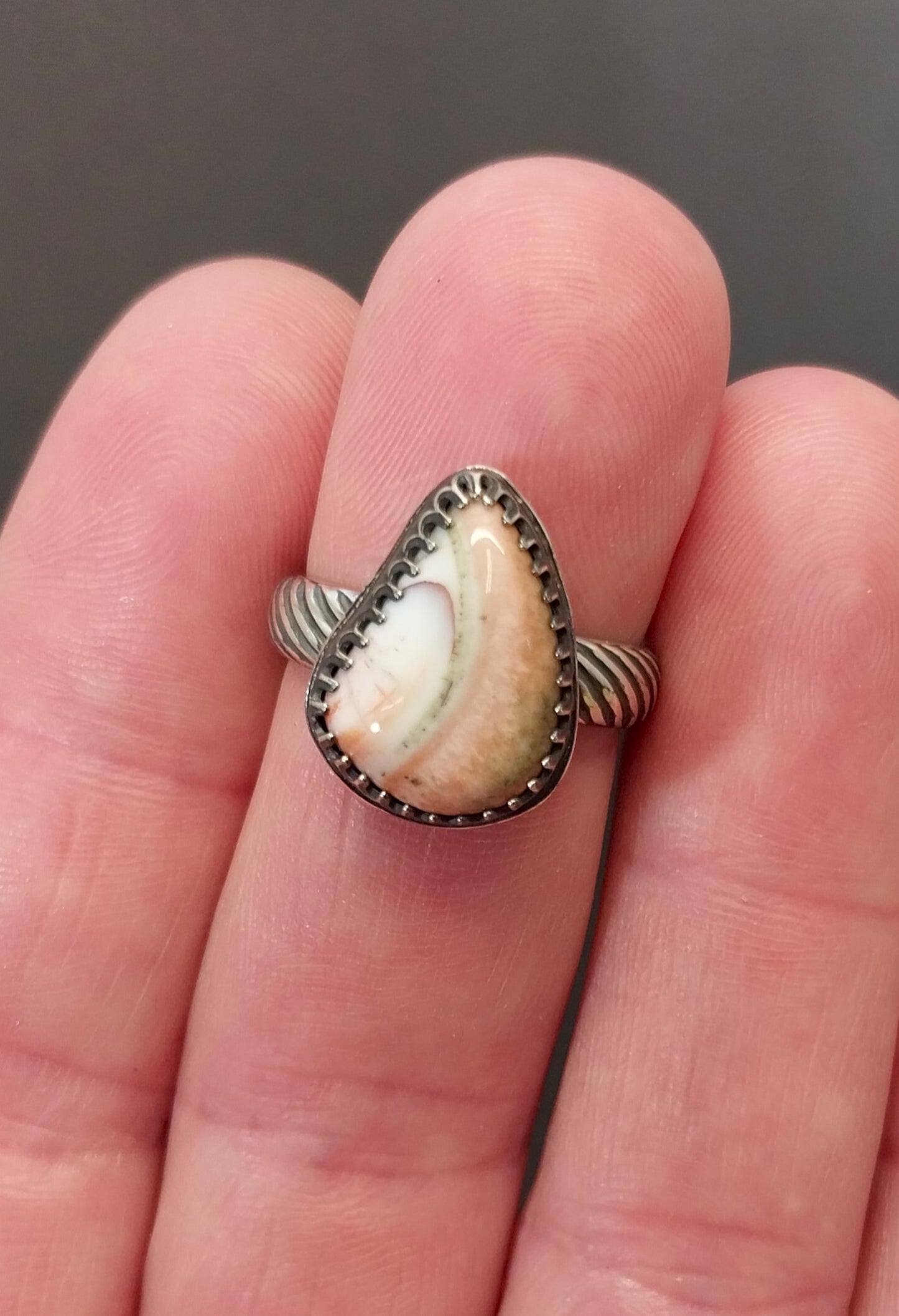 Thomsonite Ring Size 7 in Antiqued Silver