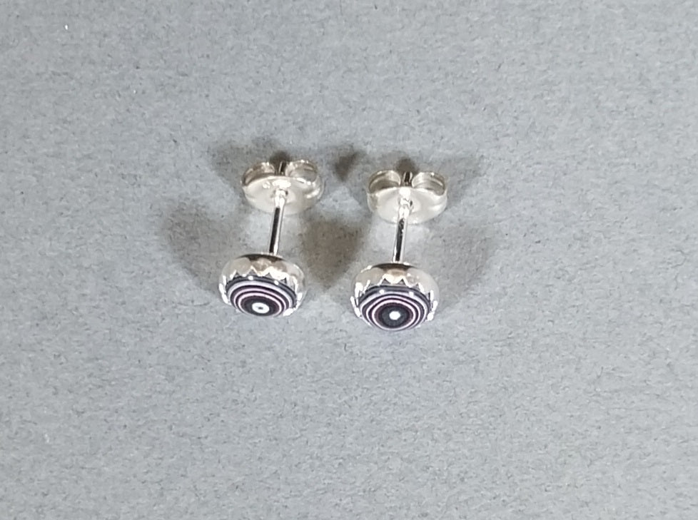 Fordite Earring, TINY with PINK Fordite Silver Stud Earring, Fordite Post, Fordite, Fordite Jewelry, Tiny Colorful Earrings