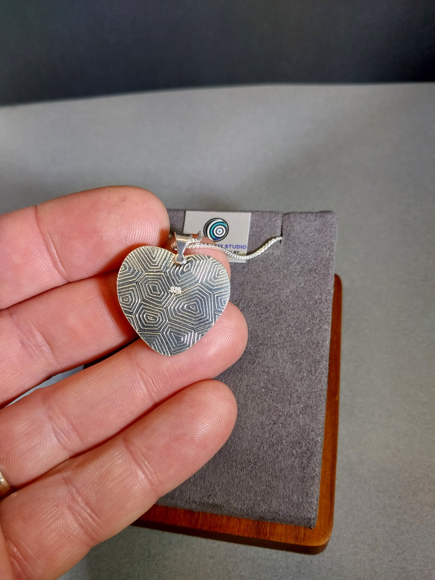 Petoskey Stone Heart Necklace in Solid Silver