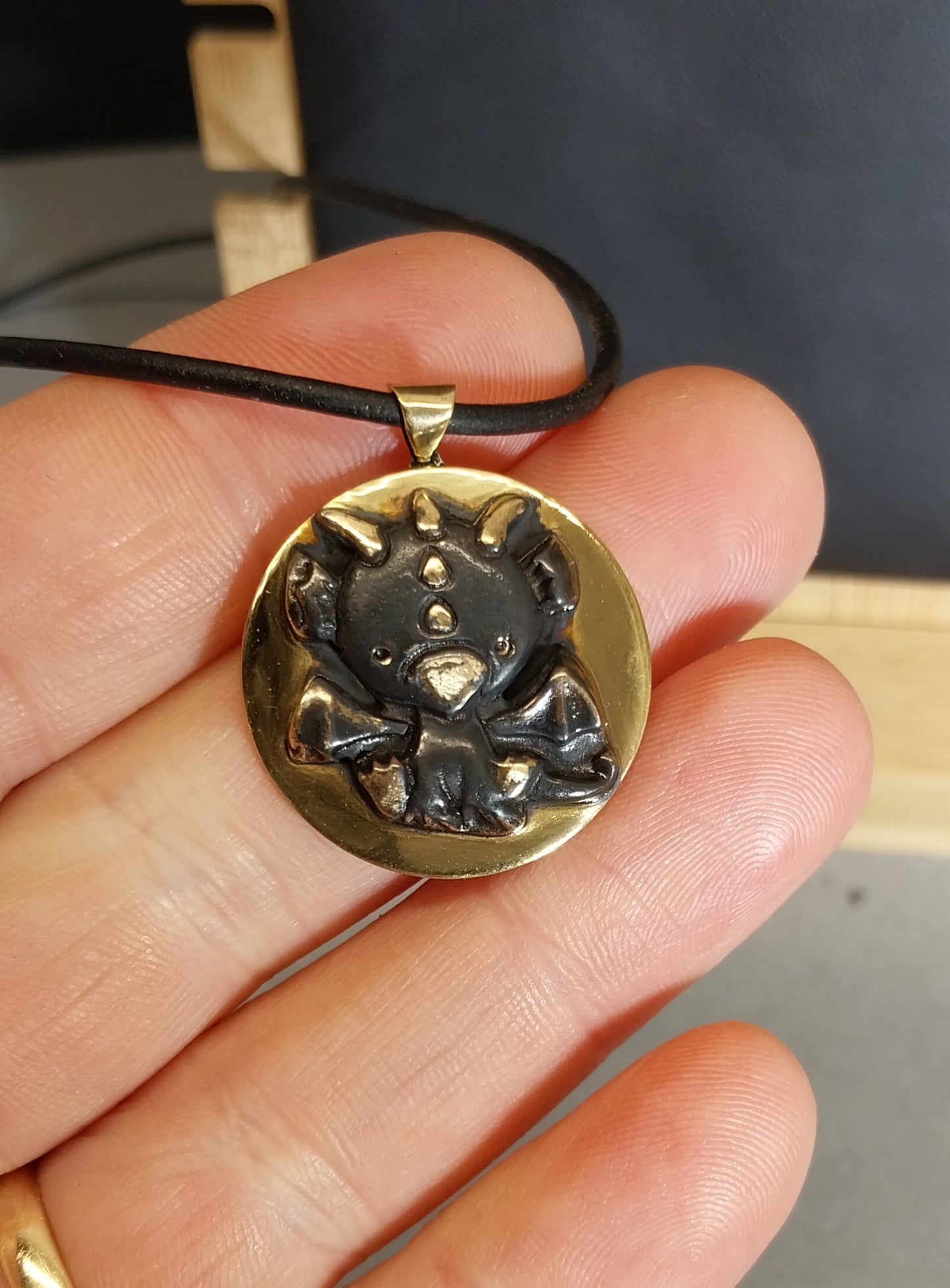 Baby Dragon Necklace in Bronze and Brass W/O