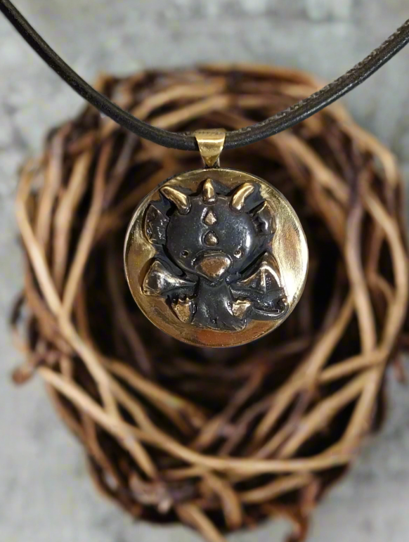 Baby Dragon Necklace in Bronze and Brass W/O