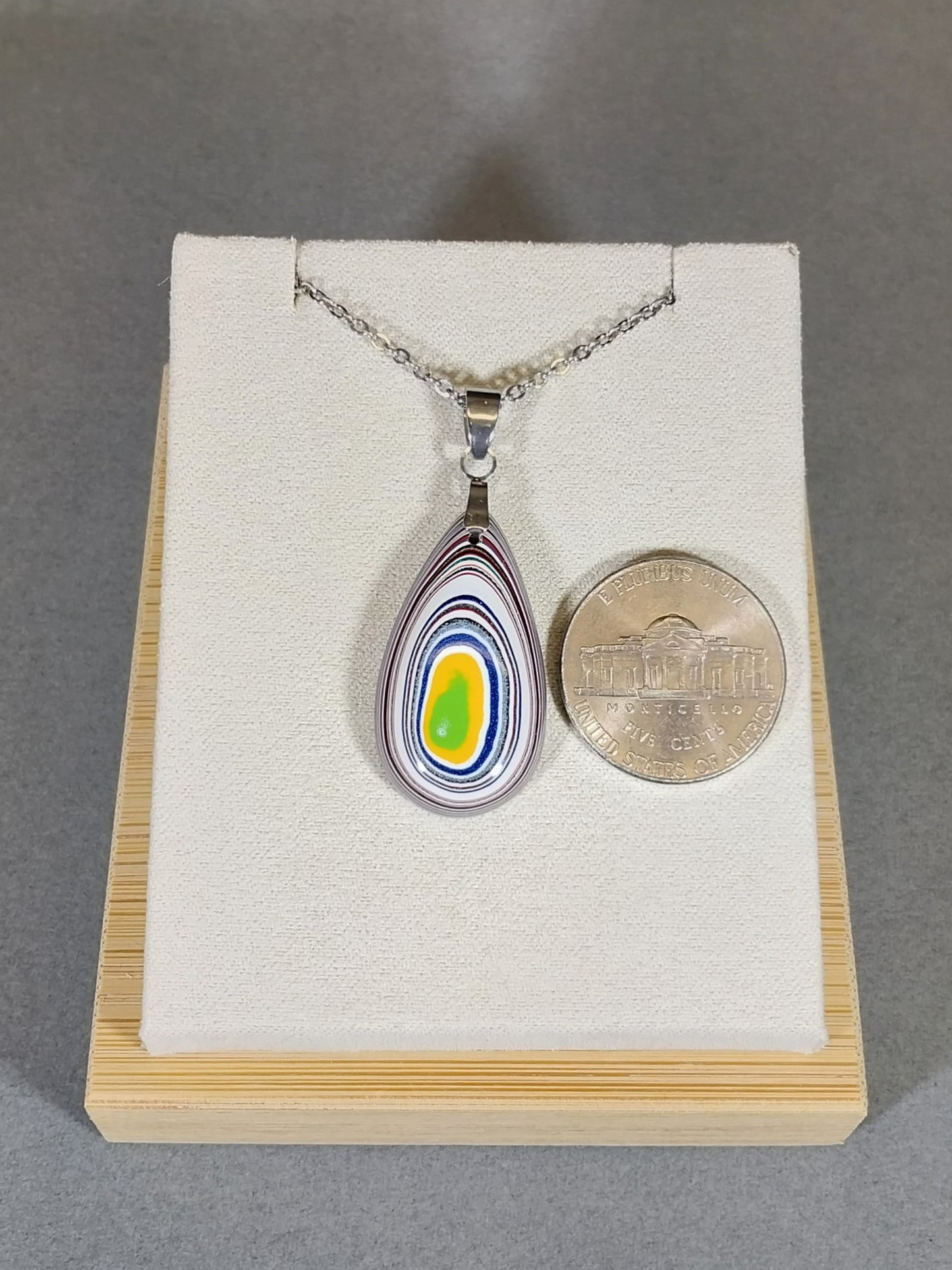Fordite Necklace, Colorful Recycled, USA Handmade, Recycled EB103