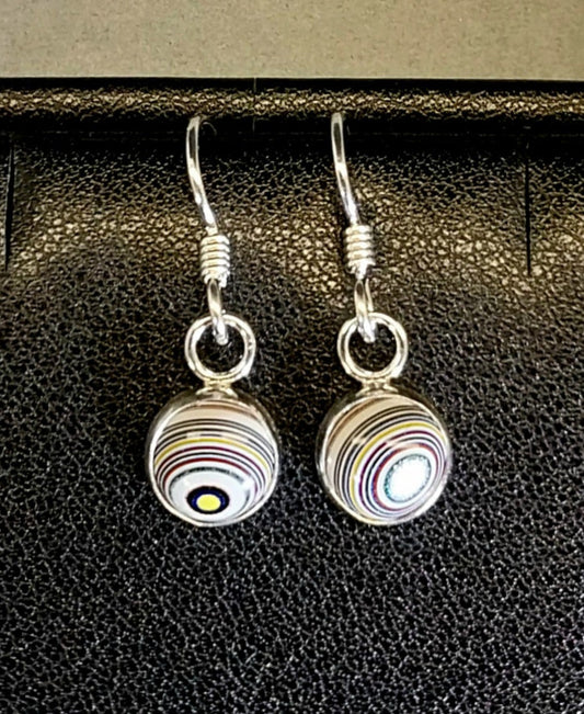 Fordite Earring, Solid Sterling Silver, Freightliner Semi Truck Earrings