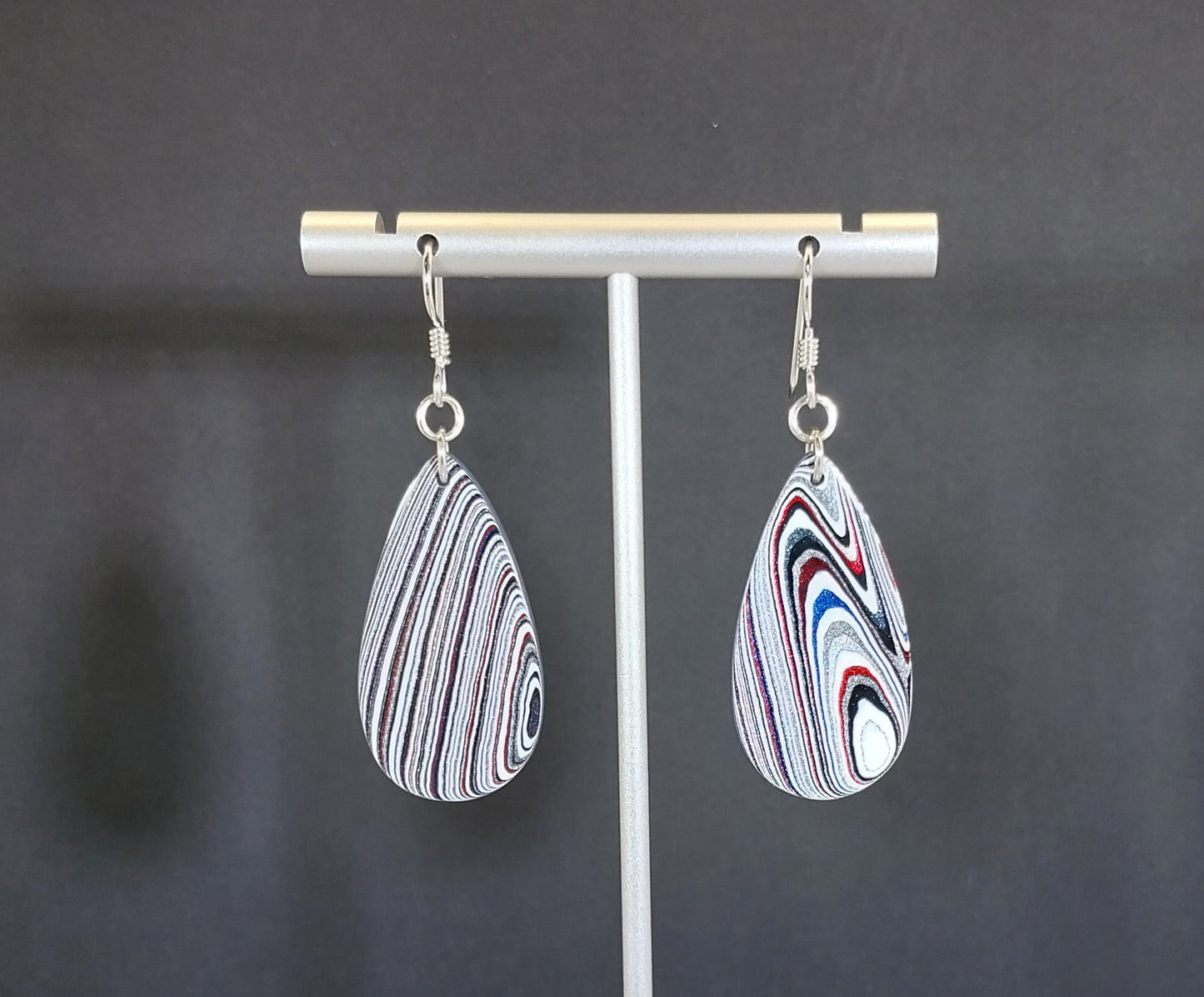 Fordite Earrings Oversize Set Sterling Ear Wires