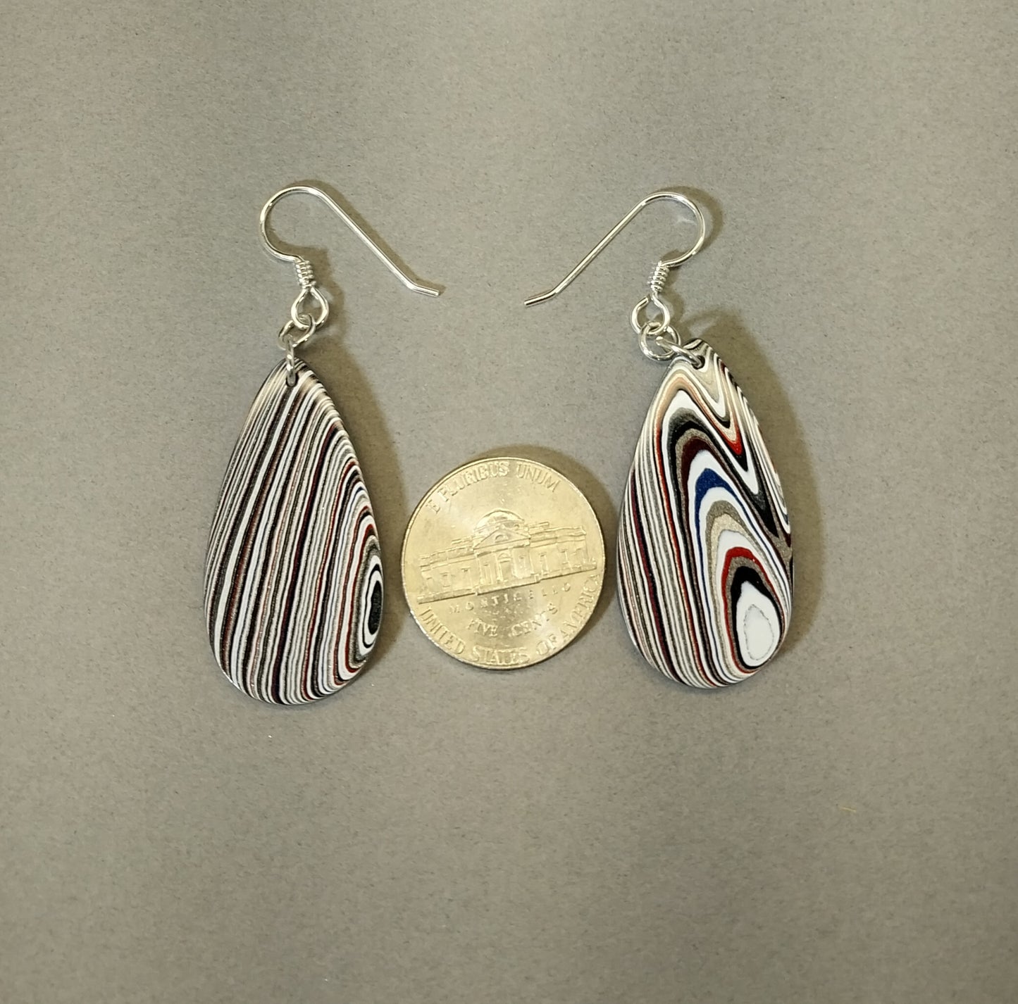 Fordite Earrings Oversize Set Sterling Ear Wires
