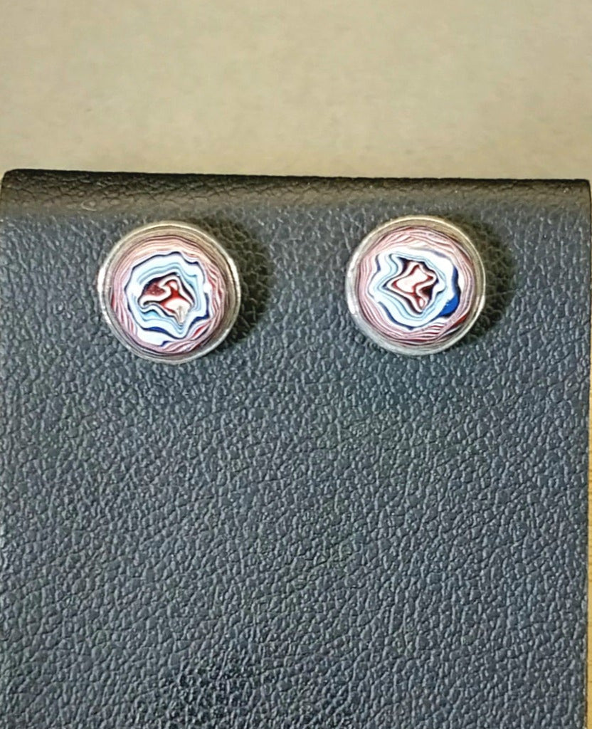 Fordite Earring, Solid Sterling Silver, Fordite Post Earring EB10