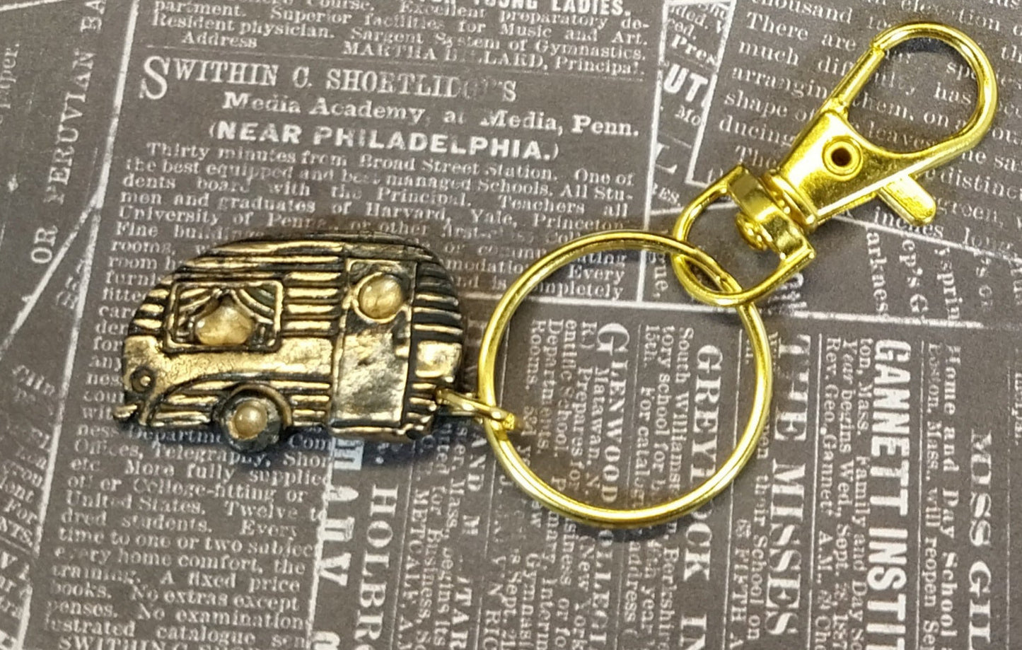 RV or Camper Key Chain Featuring Vintage RV a Camper Gift