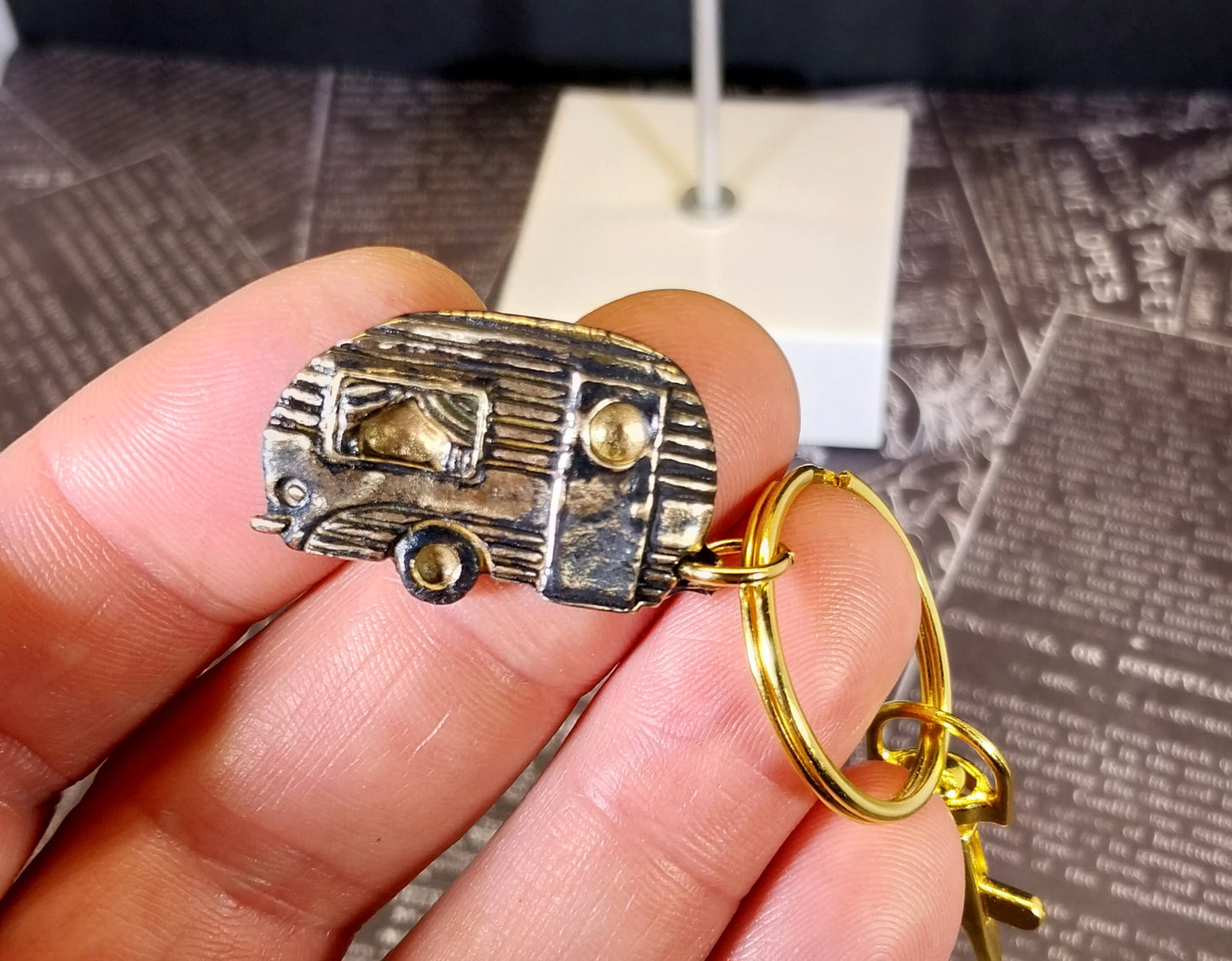RV or Camper Key Chain Featuring Vintage RV a Camper Gift