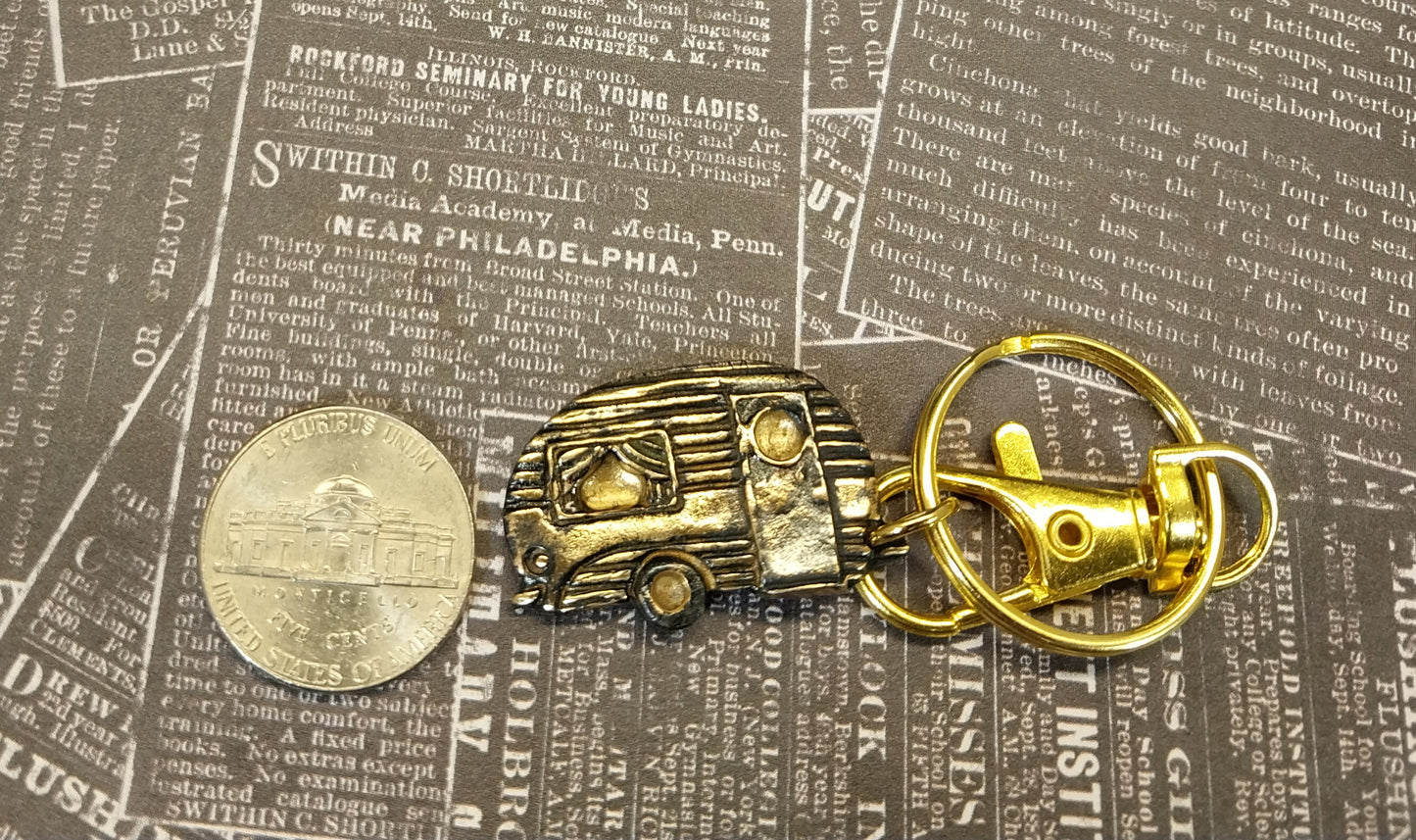 RV or Camper Key Chain Featuring Vintage RV a Camper Gift