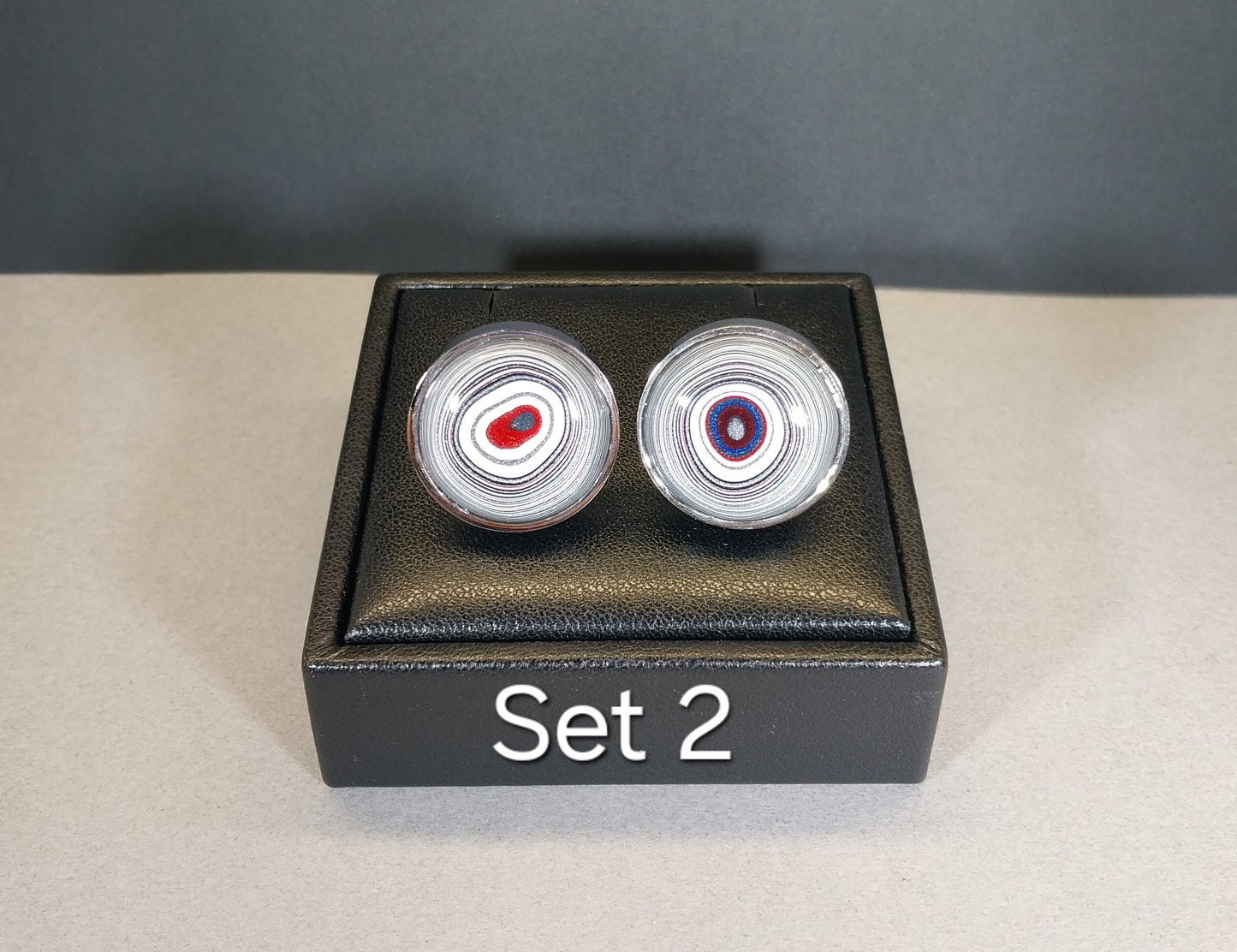 Michigan Fordite Cuff link, Silver or Steel You Pick, Fordite Cufflink, Great Patterns, American Detroit Agate