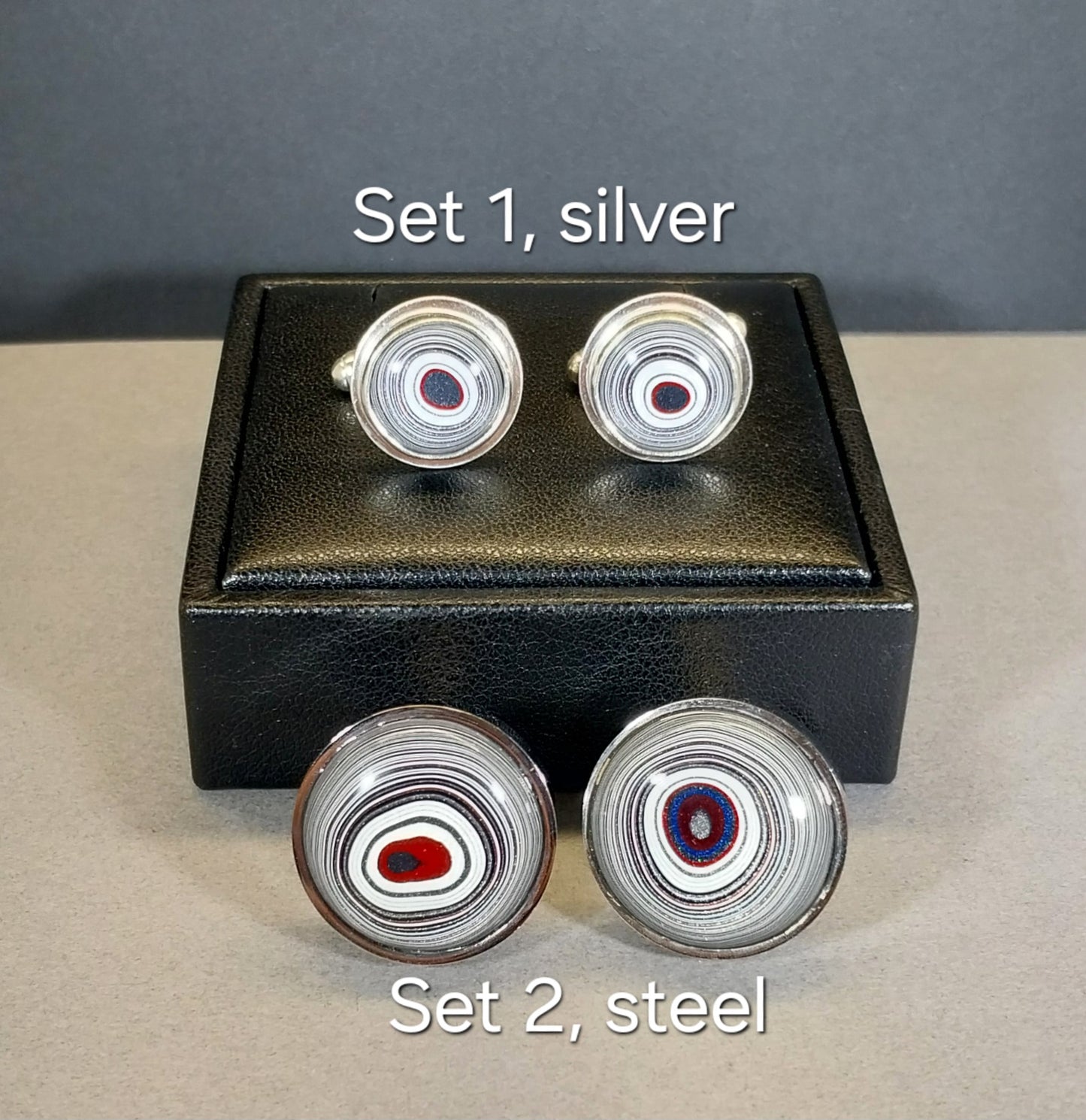 Michigan Fordite Cuff link, Silver or Steel You Pick, Fordite Cufflink, Great Patterns, American Detroit Agate