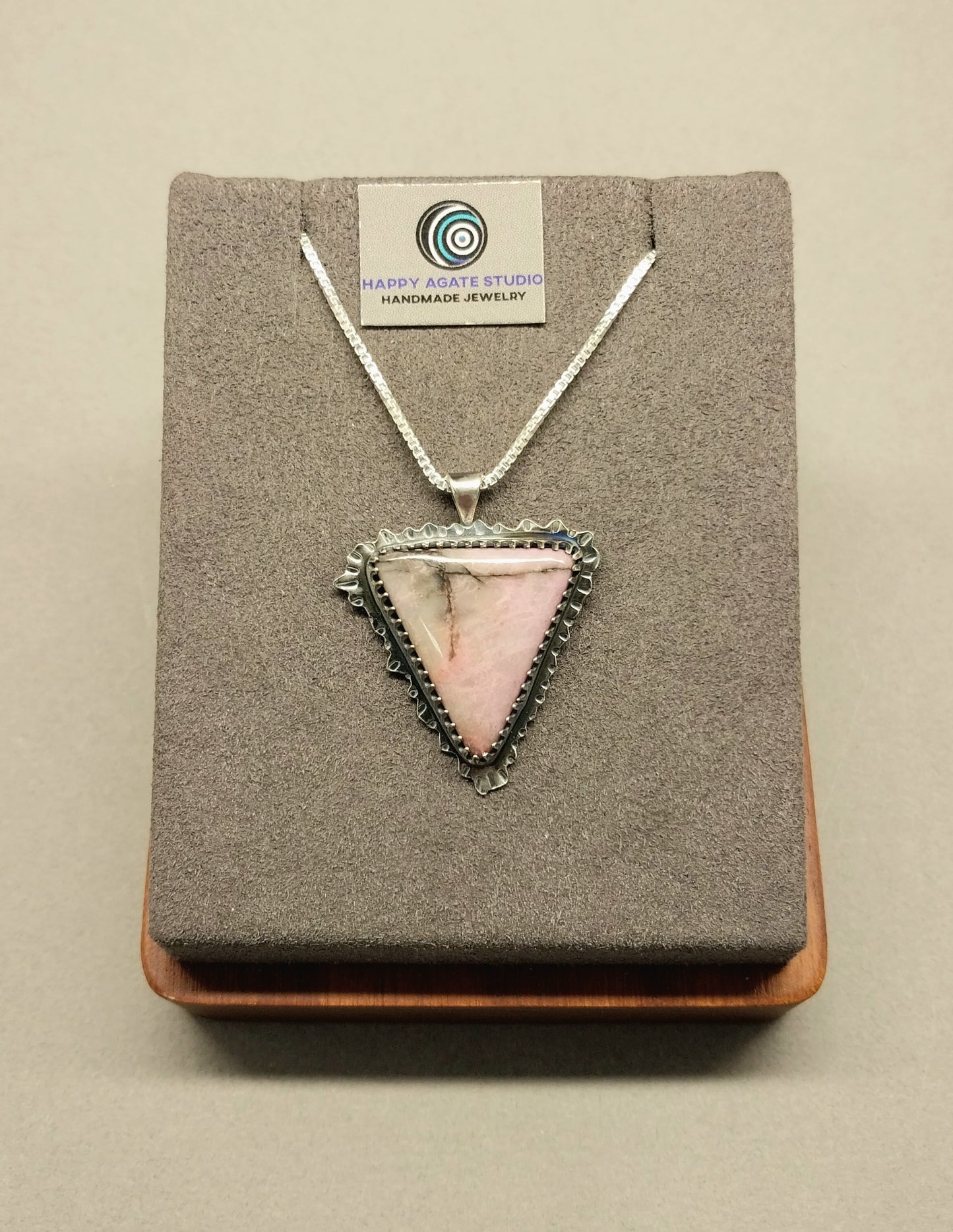 LGBTQ Pendant Necklace, California Pink Rhodonite Pendant, Lambda Pink Triangle Pride Gift