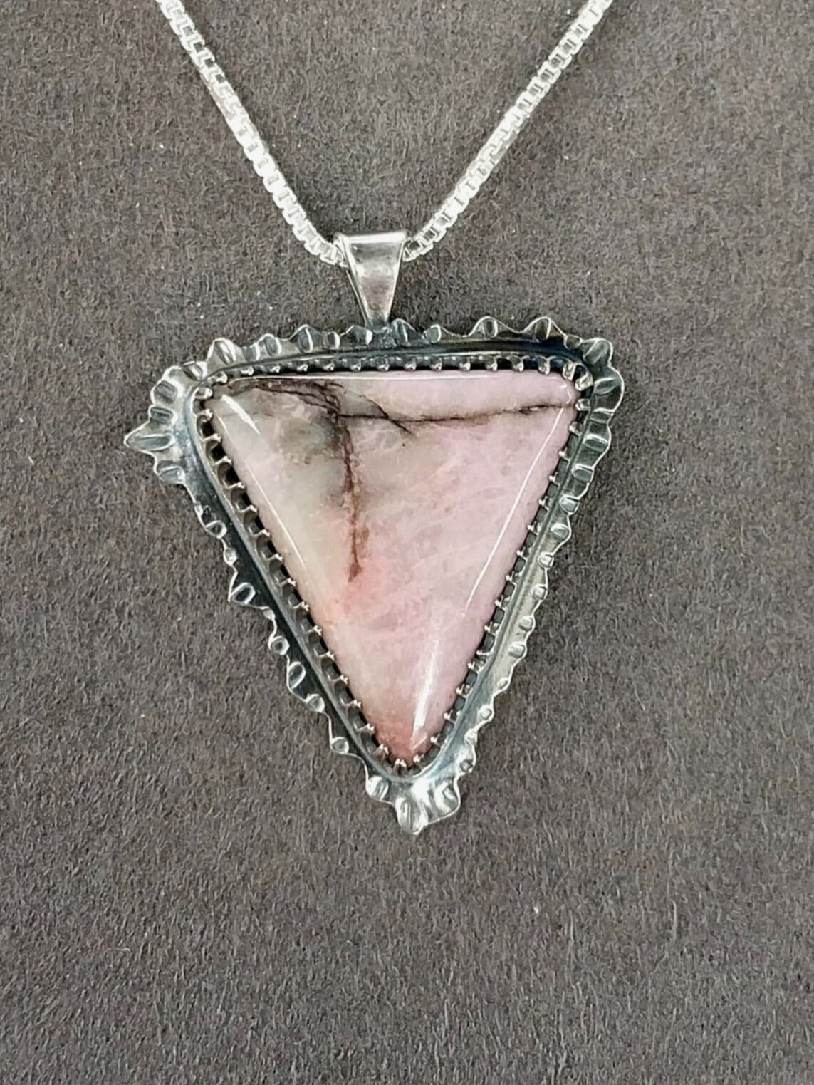 LGBTQ Pendant Necklace, California Pink Rhodonite Pendant, Lambda Pink Triangle Pride Gift