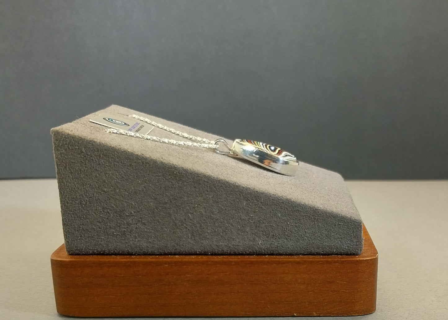 Corvettite Fordite Necklace in Sterling Silver