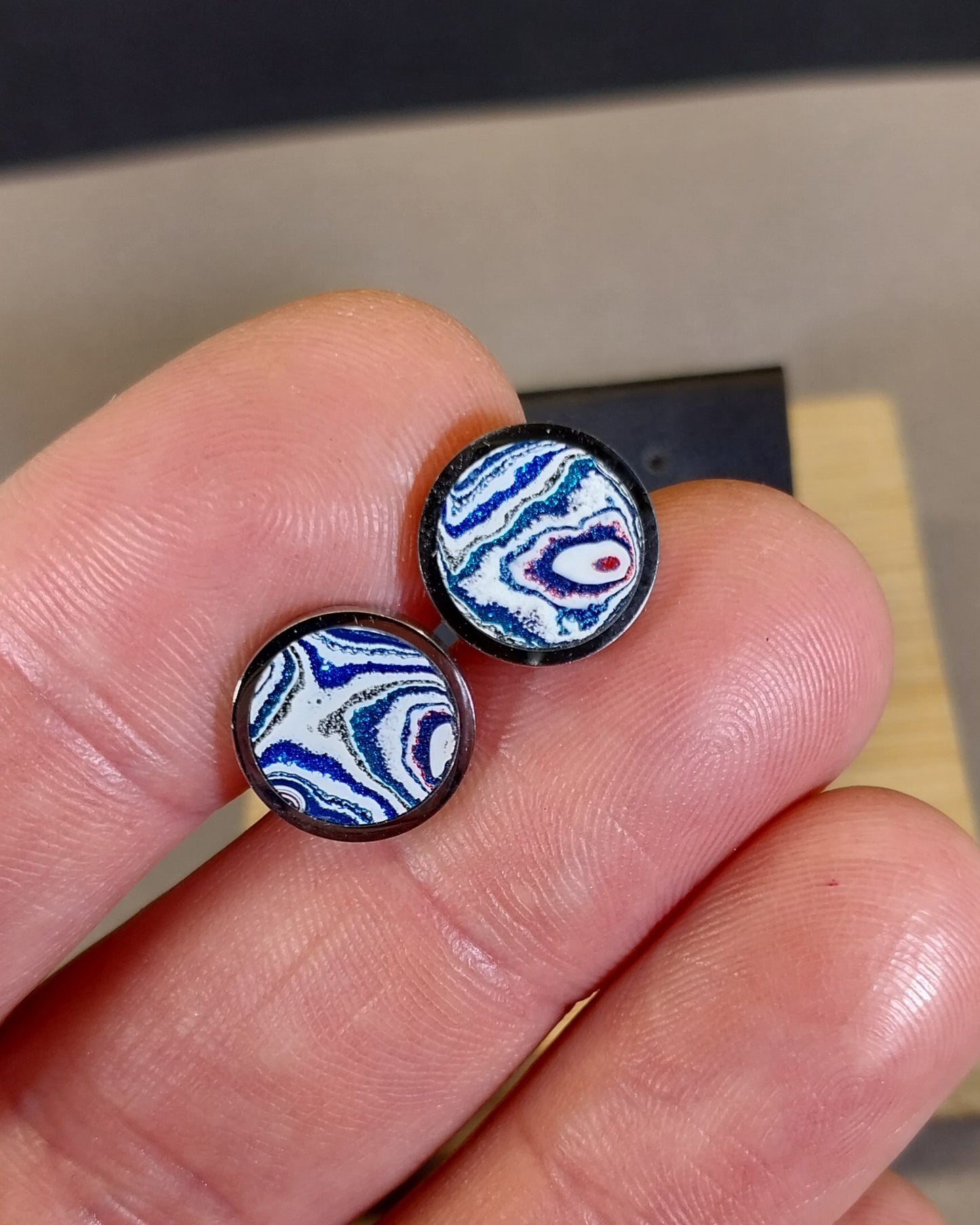 Fordite Earring in Stainless Steel, EB116