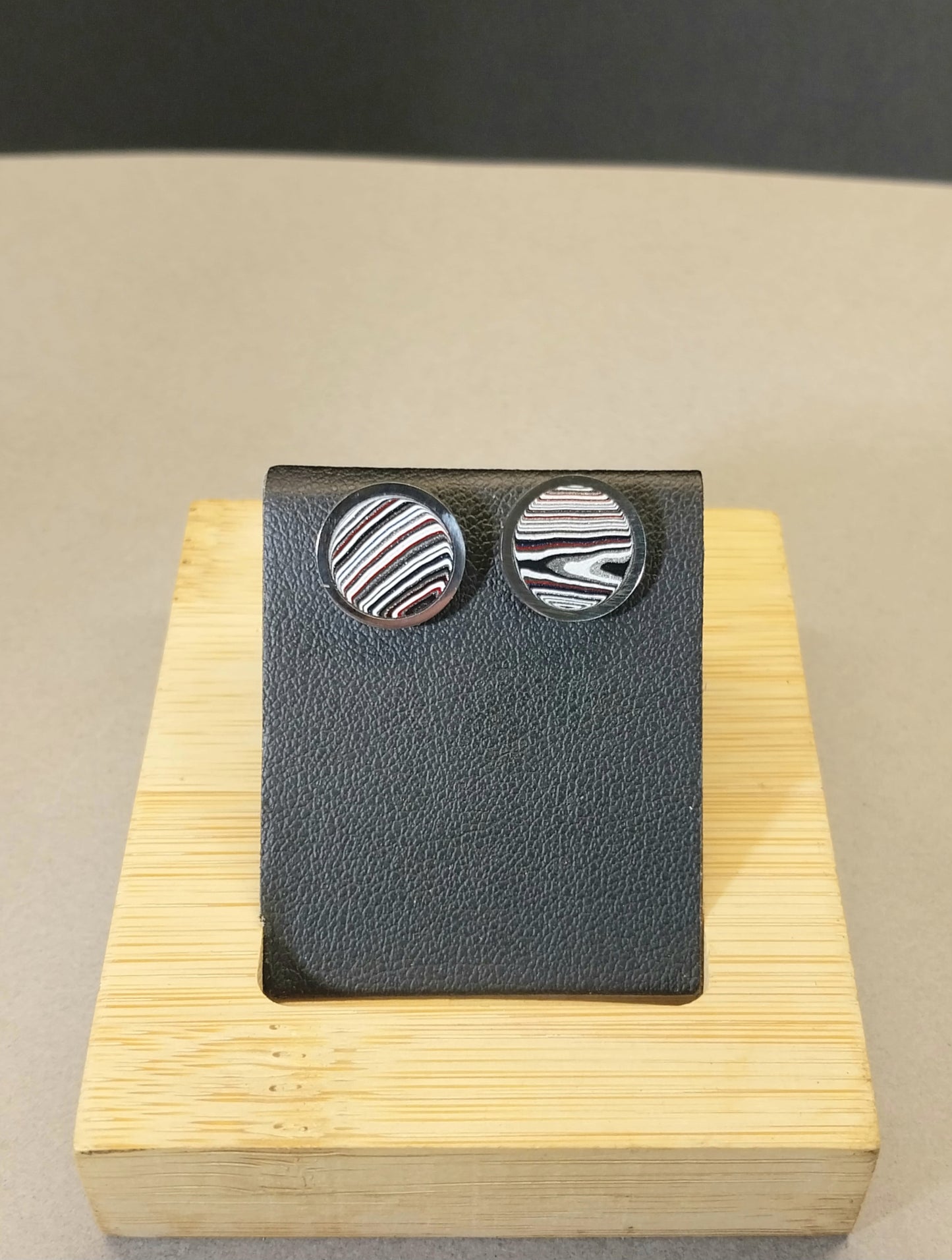 Michigan Fordite Earring, Colorful Fordite Stud Earring, Stainless Steel, EB115