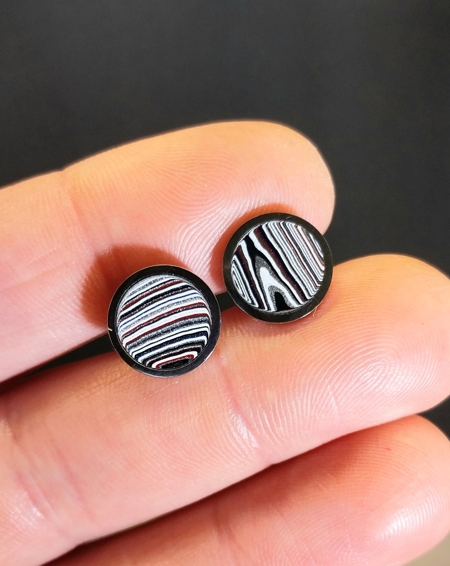 Michigan Fordite Earring, Colorful Fordite Stud Earring, Stainless Steel, EB115