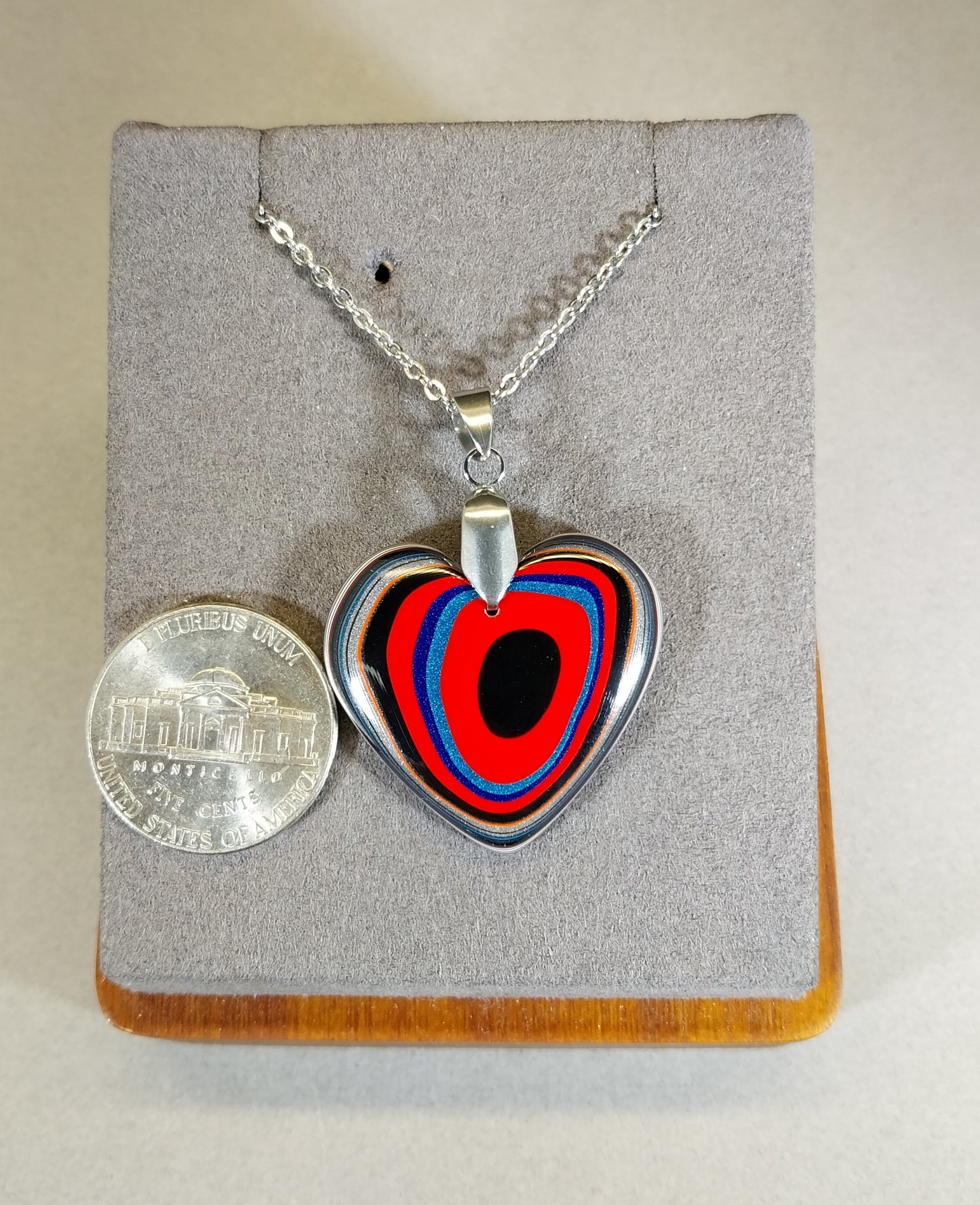 Fordite, Heart Necklace, Nice Red, Heart of Ohio, American Jewelry, Fordite Jewelry, Love Necklace
