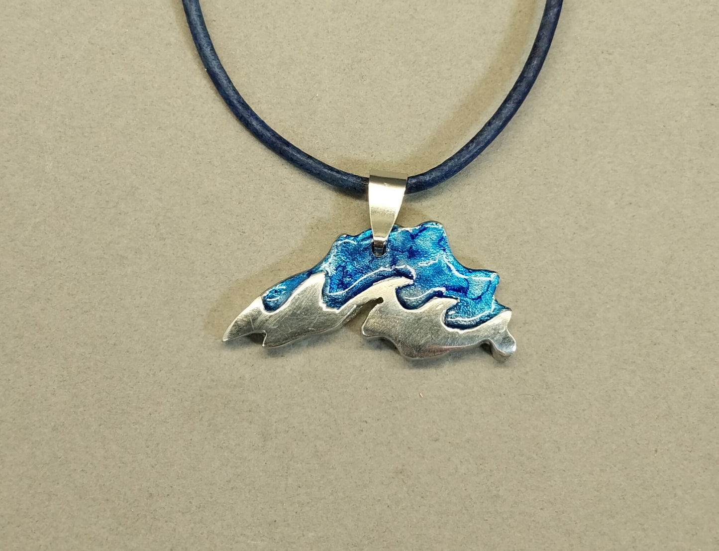 Lake Superior Necklace, Hand Cast Pewter, Unique Lake Superior Gift for Women or Men, W/O W215