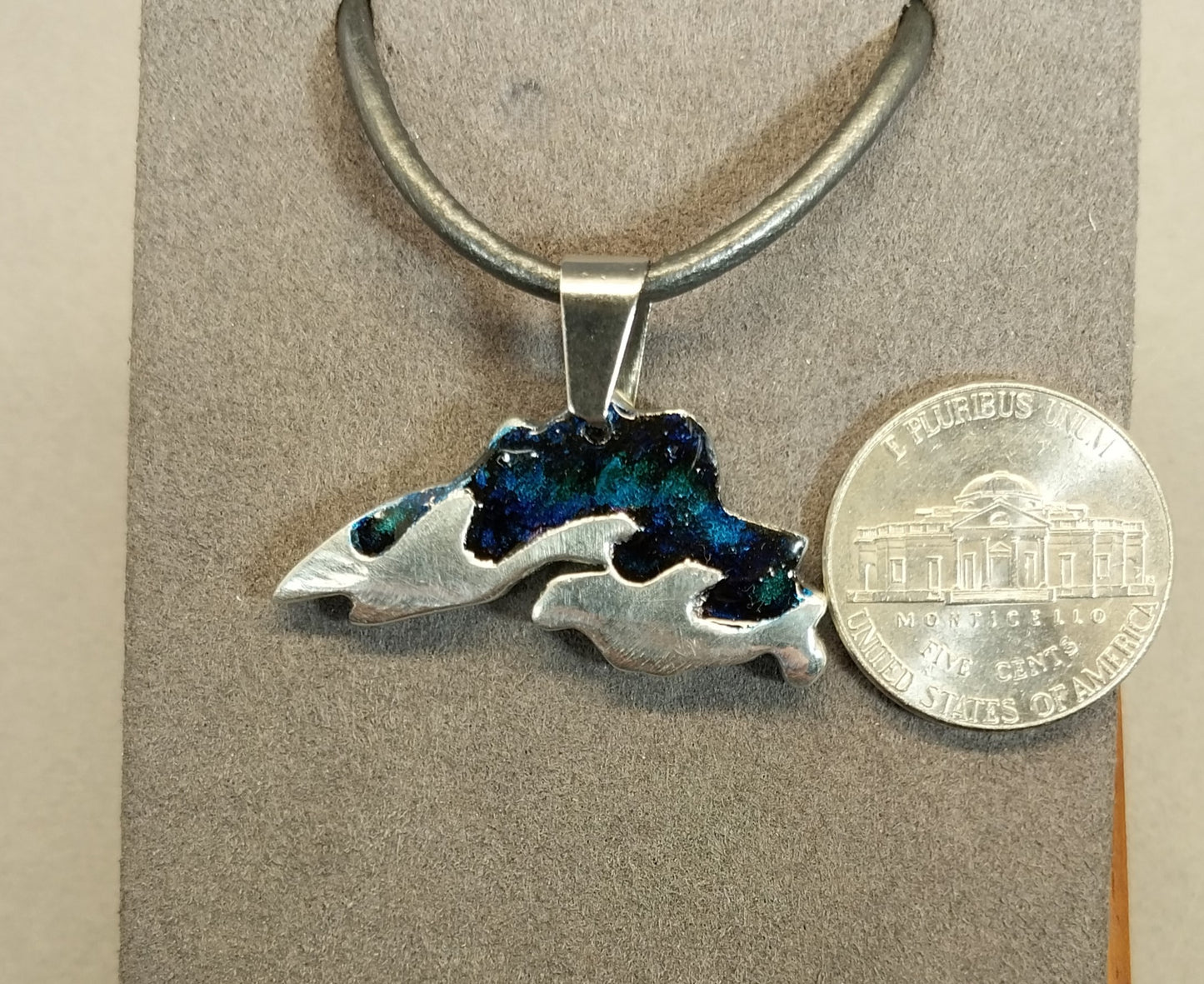 Lake Superior Necklace, Hand Cast Pewter, Unique Lake Superior Gift for Women or Men, W/O W215