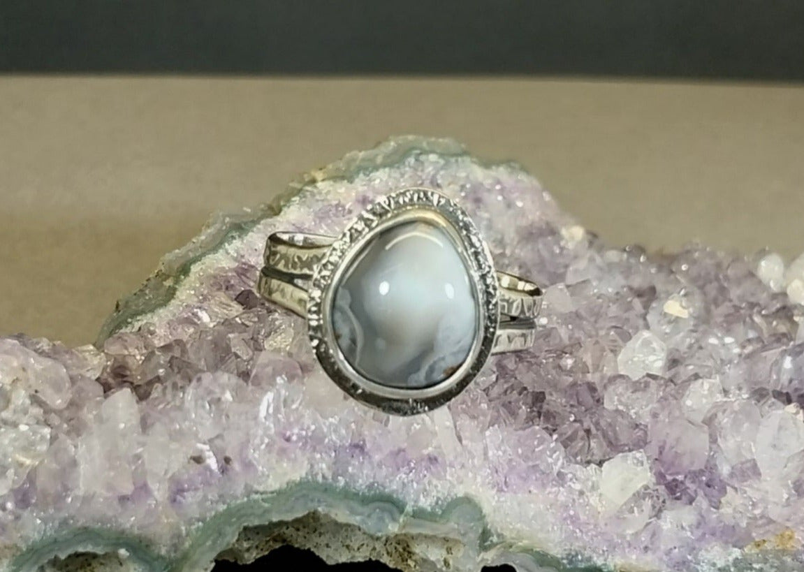 Lake Superior Agate Ring, Size 7, Solid Sterling, Rare Color